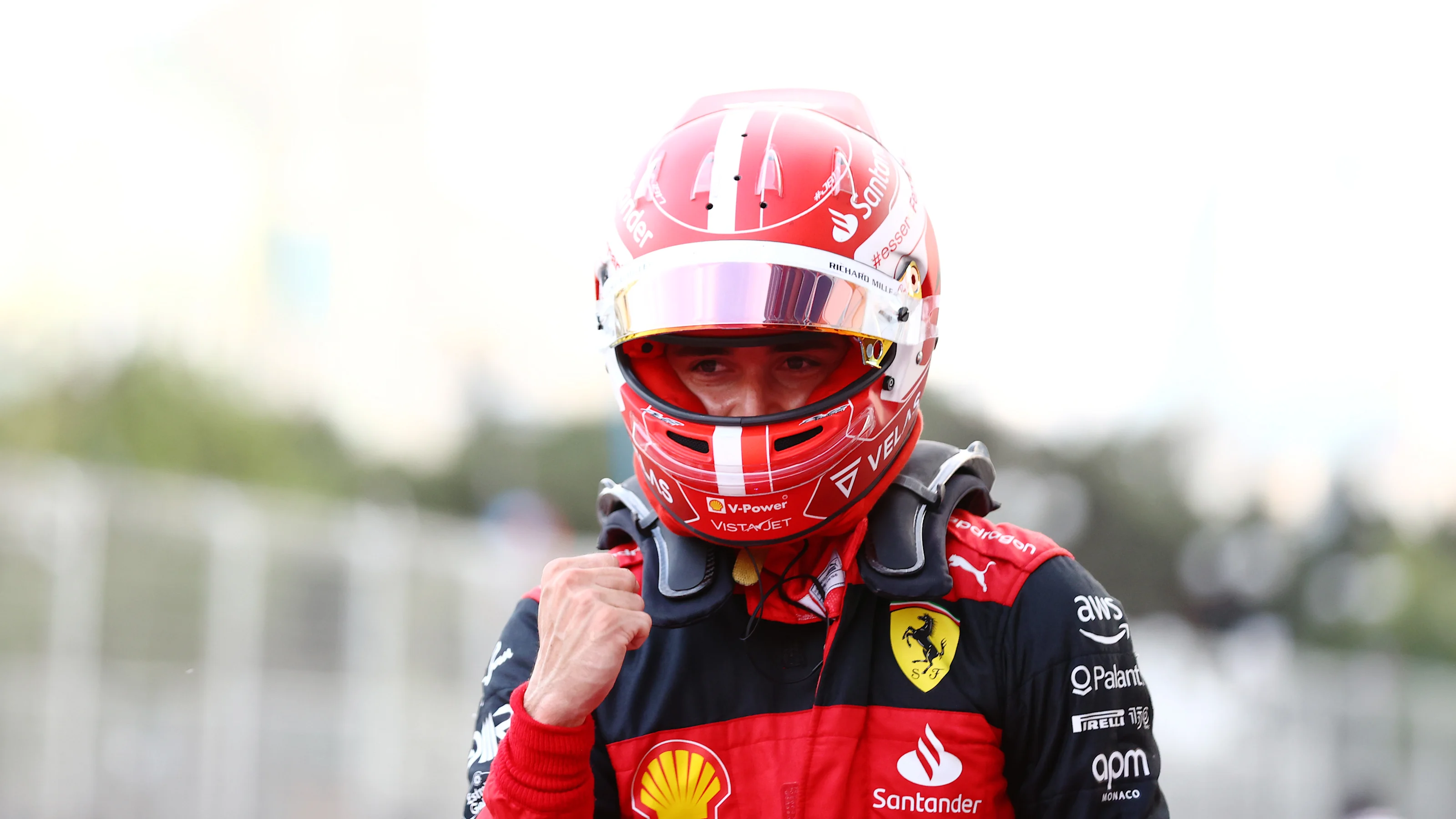 BAKU, AZERBAIJAN - JUNE 11: Pole position qualifier Charles Leclerc of Monaco and Ferrari