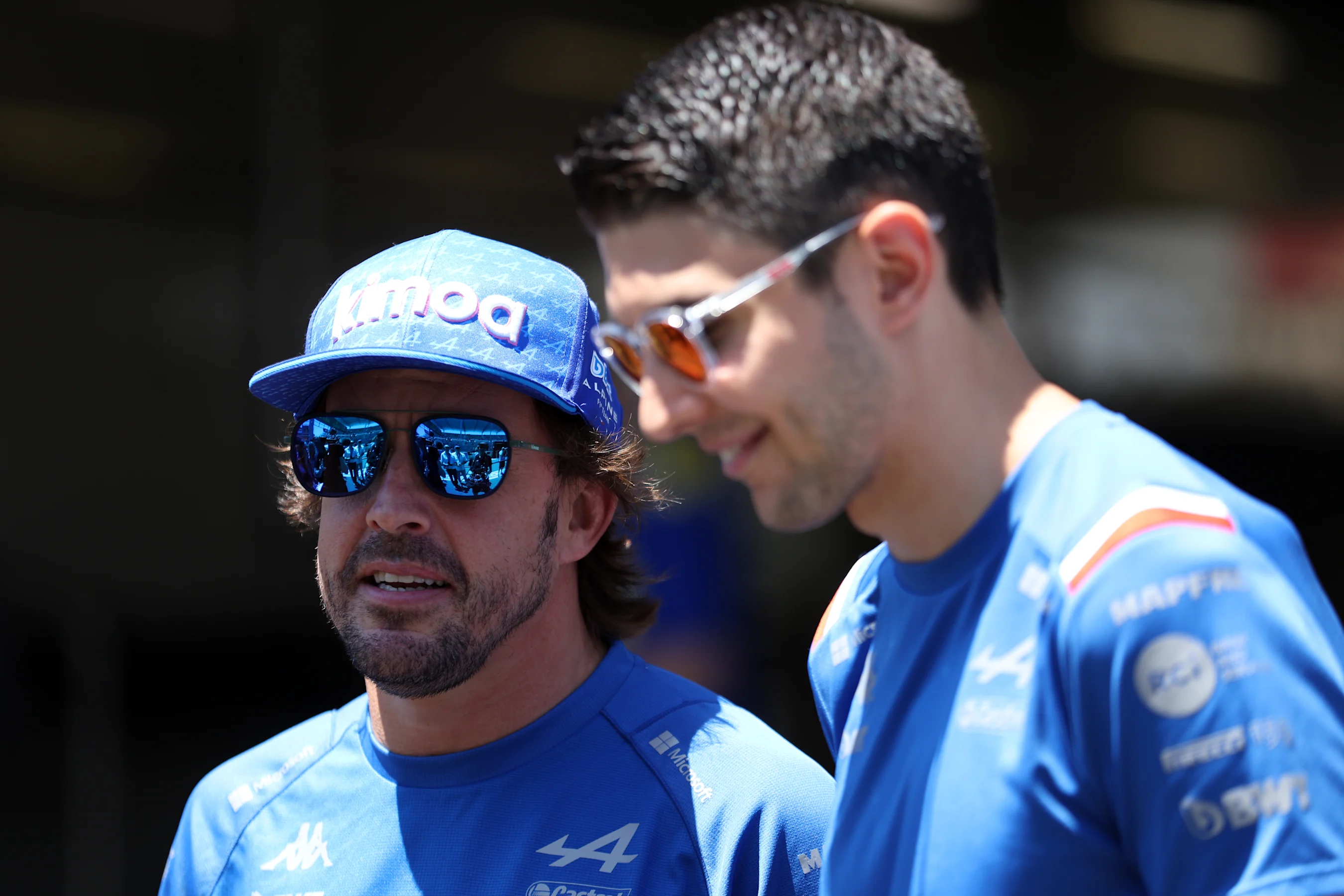 BAKU, AZERBAIJAN - JUNE 12: Fernando Alonso of Spain and Alpine F1 and Esteban Ocon of France and