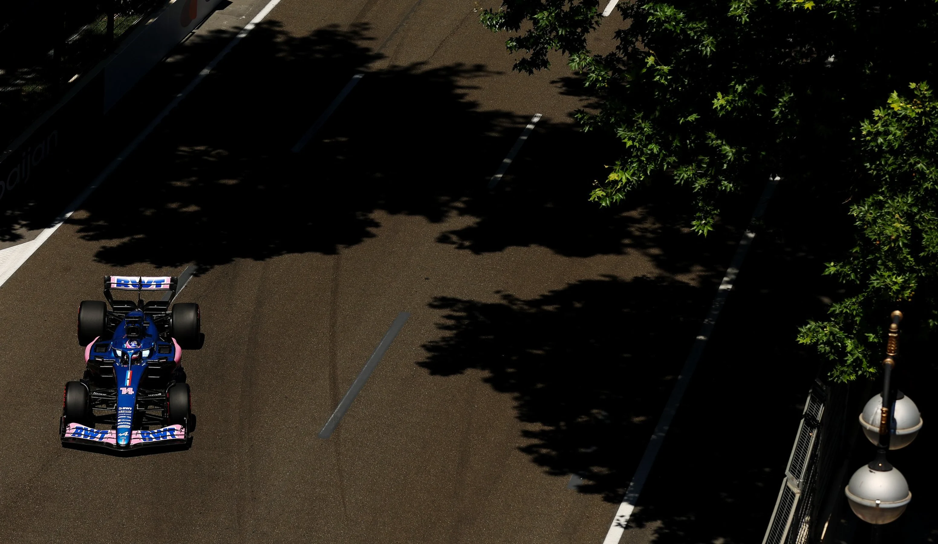 BAKU, AZERBAIJAN - JUNE 12: Fernando Alonso of Spain driving the (14) Alpine F1 A522 Renault on his