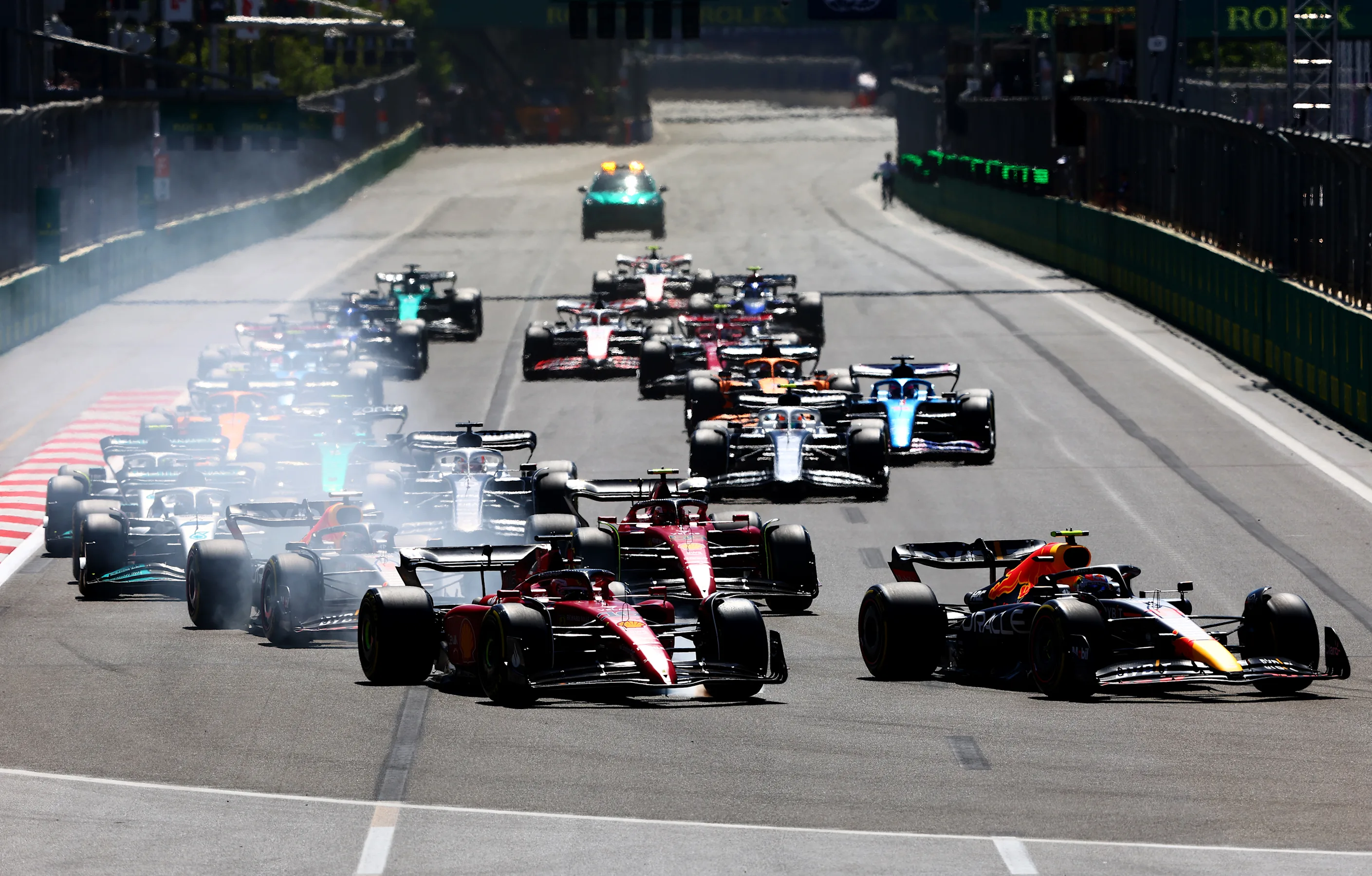BAKU, AZERBAIJAN - JUNE 12: Sergio Perez of Mexico driving the (11) Oracle Red Bull Racing RB18