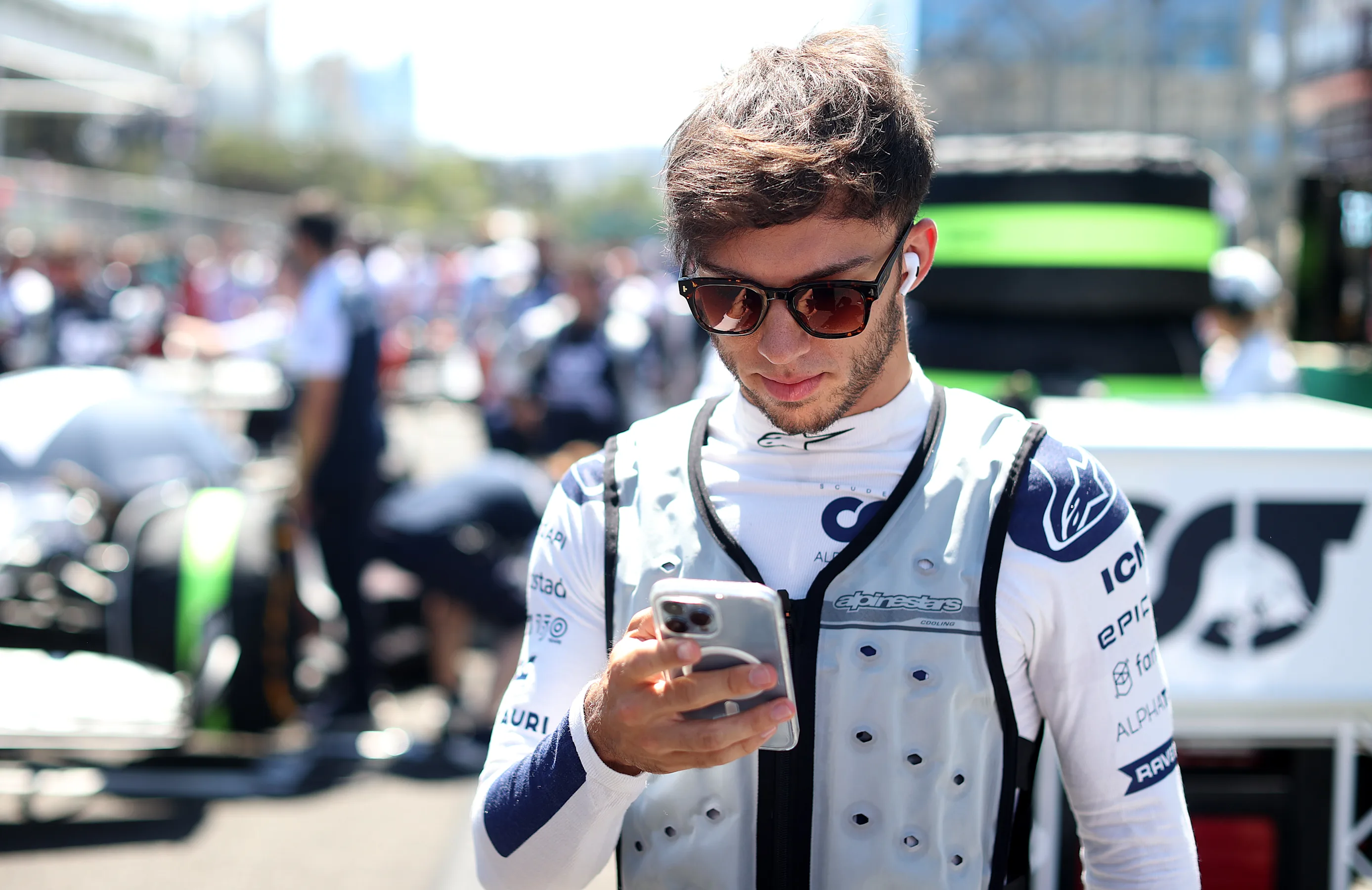 BAKU, AZERBAIJAN - JUNE 12: Pierre Gasly of France and Scuderia AlphaTauri prepares to drive on the