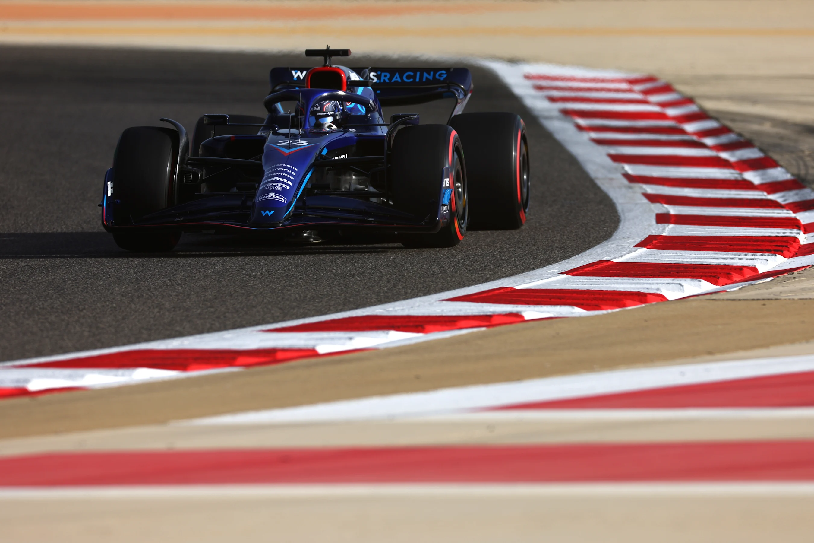 BAHRAIN, BAHRAIN - MARCH 18: Alexander Albon of Thailand driving the (23) Williams FW44 Mercedes on