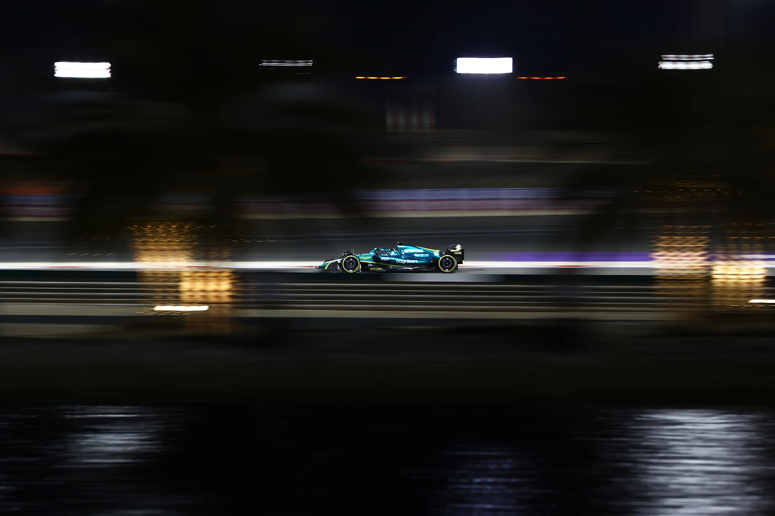 BAHRAIN, BAHRAIN - MARCH 18: Lance Stroll of Canada driving the (18) Aston Martin AMR22 Mercedes on