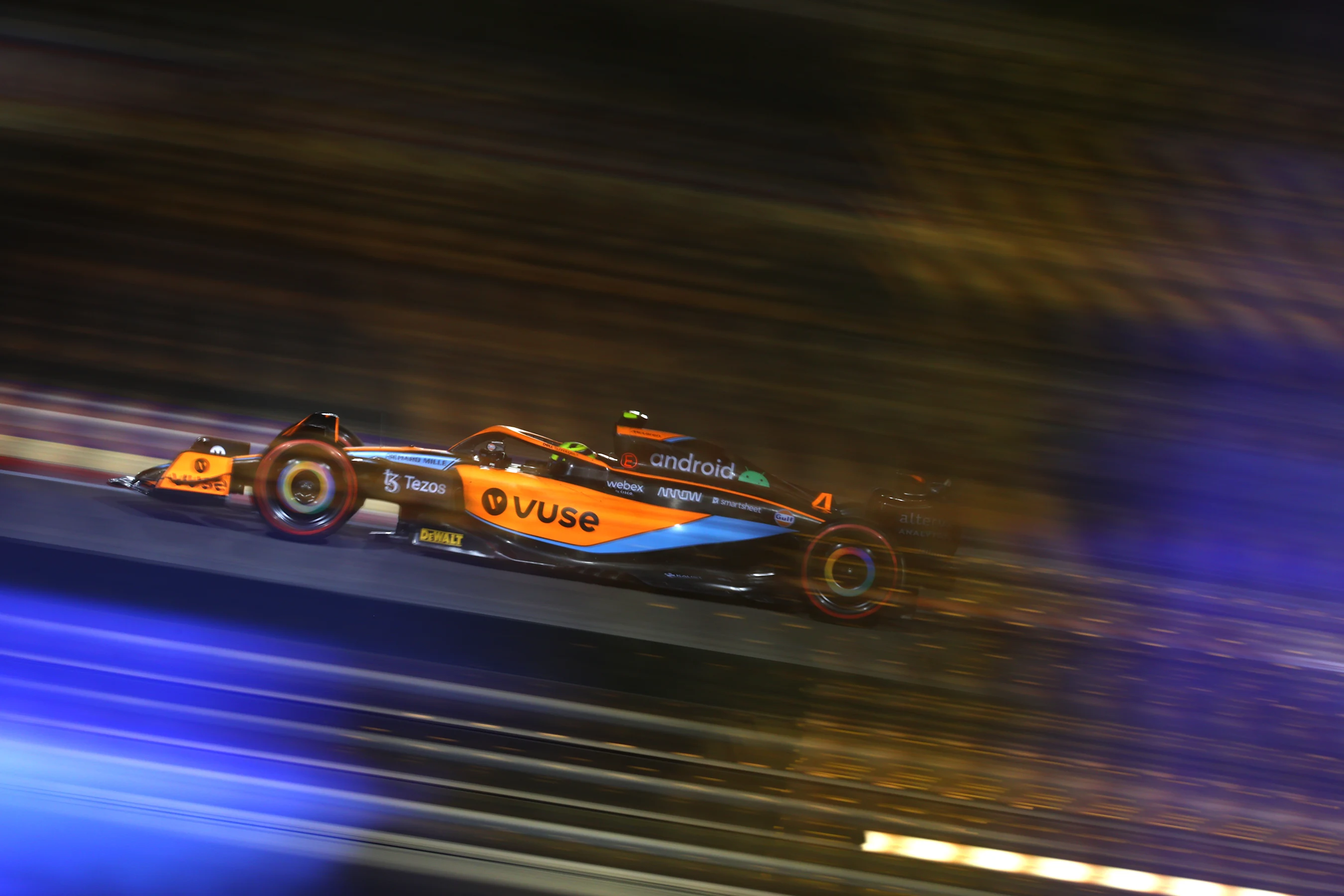 BAHRAIN, BAHRAIN - MARCH 18: Lando Norris of Great Britain driving the (4) McLaren MCL36 Mercedes