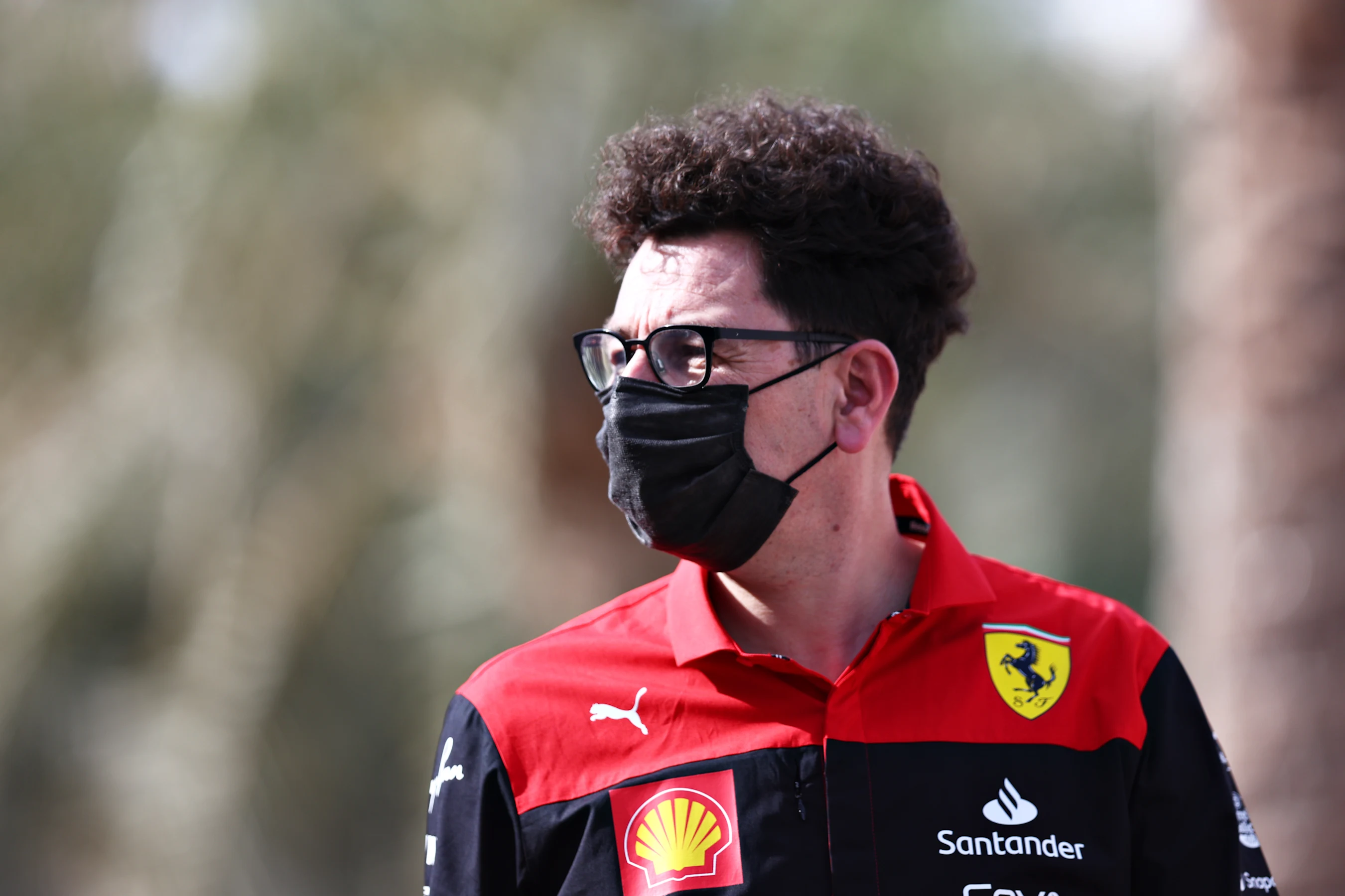 BAHRAIN, BAHRAIN - MARCH 11: Scuderia Ferrari Team Principal Mattia Binotto walks in the Paddock