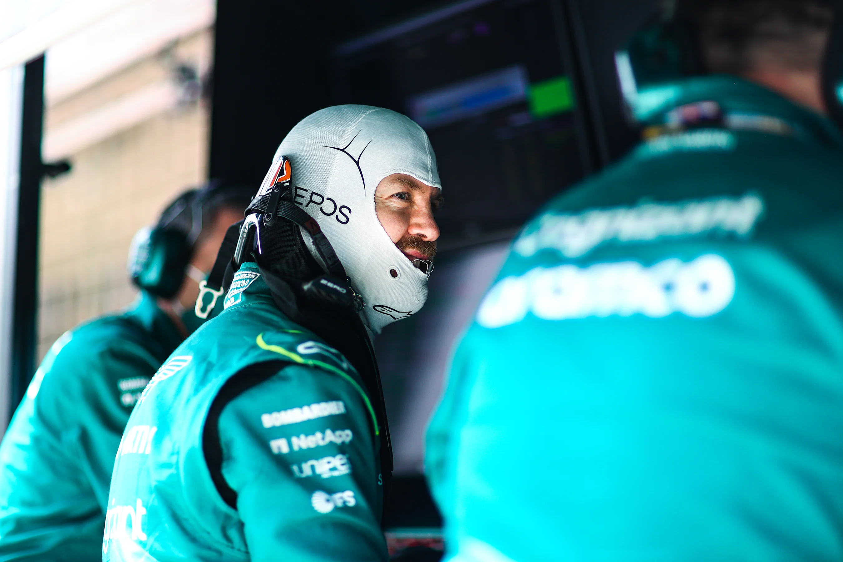 BAHRAIN, BAHRAIN - MARCH 11: Sebastian Vettel of Germany and Aston Martin F1 Team looks on from the