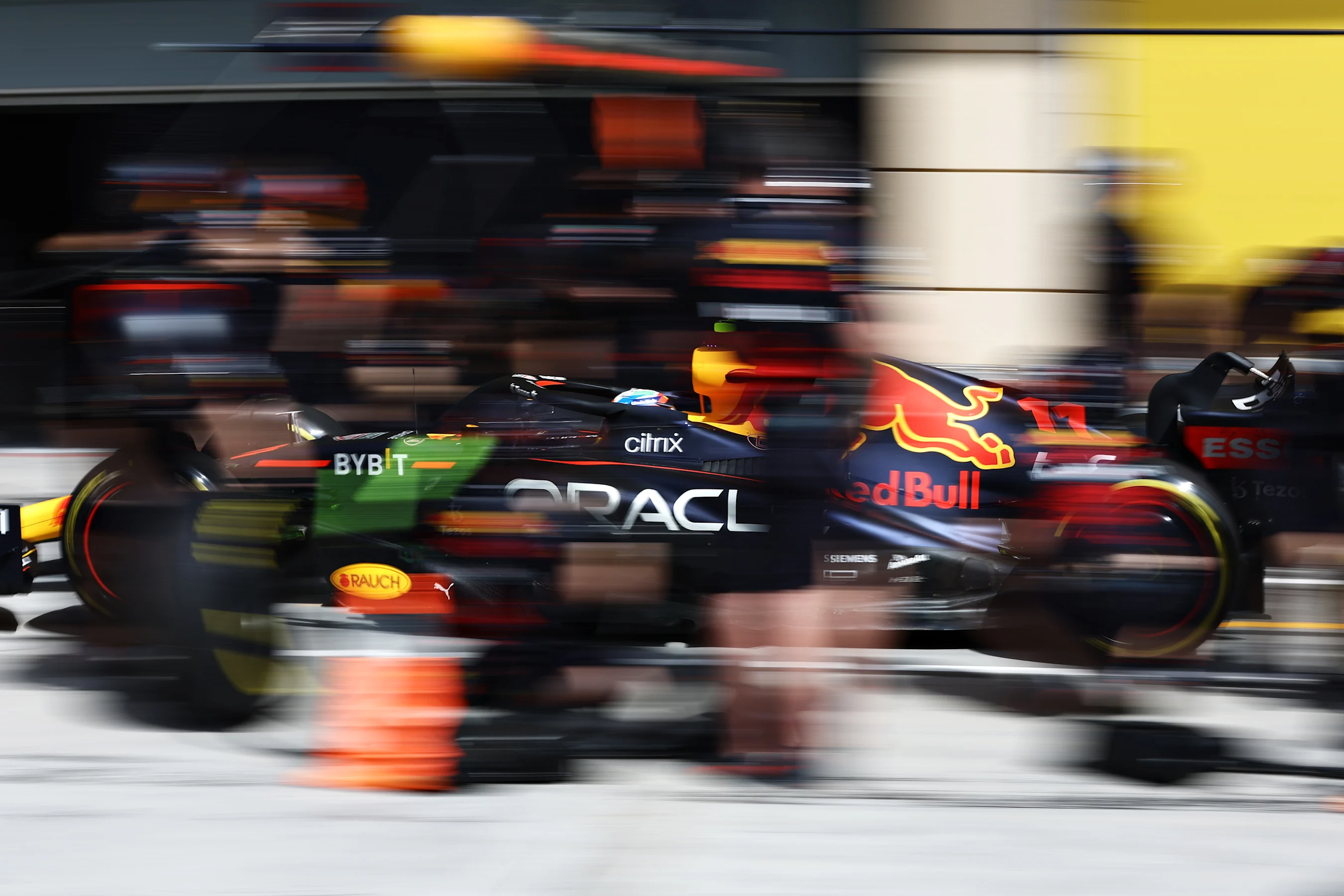 BAHRAIN, BAHRAIN - MARCH 12: Sergio Perez of Mexico driving the (11) Oracle Red Bull Racing RB18