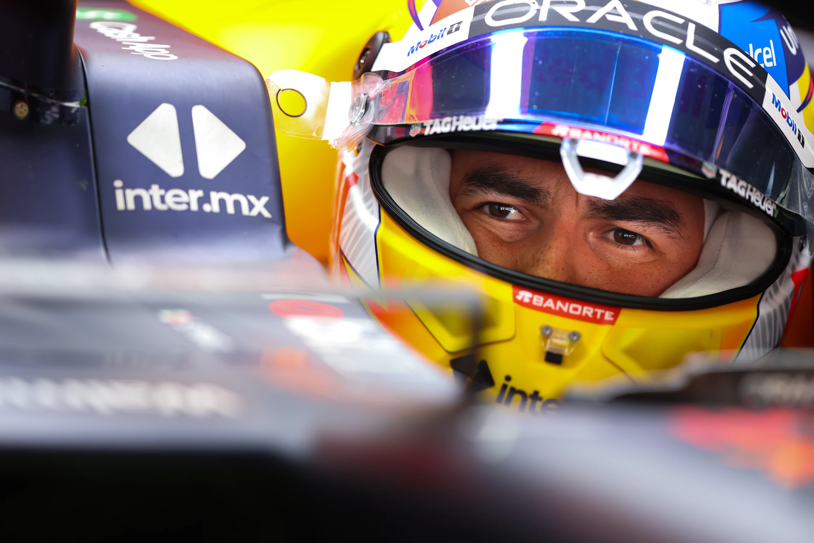 BARCELONA, SPAIN - FEBRUARY 25: Sergio Perez of Mexico and Oracle Red Bull Racing prepares to drive