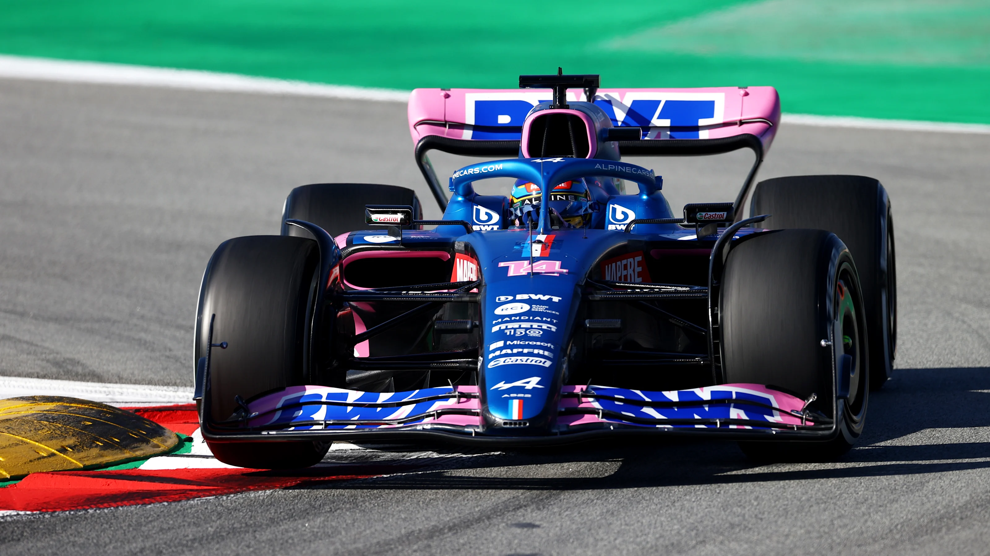 BARCELONA, SPAIN - FEBRUARY 23: Fernando Alonso of Spain driving the (14) Alpine F1 A522 Renault