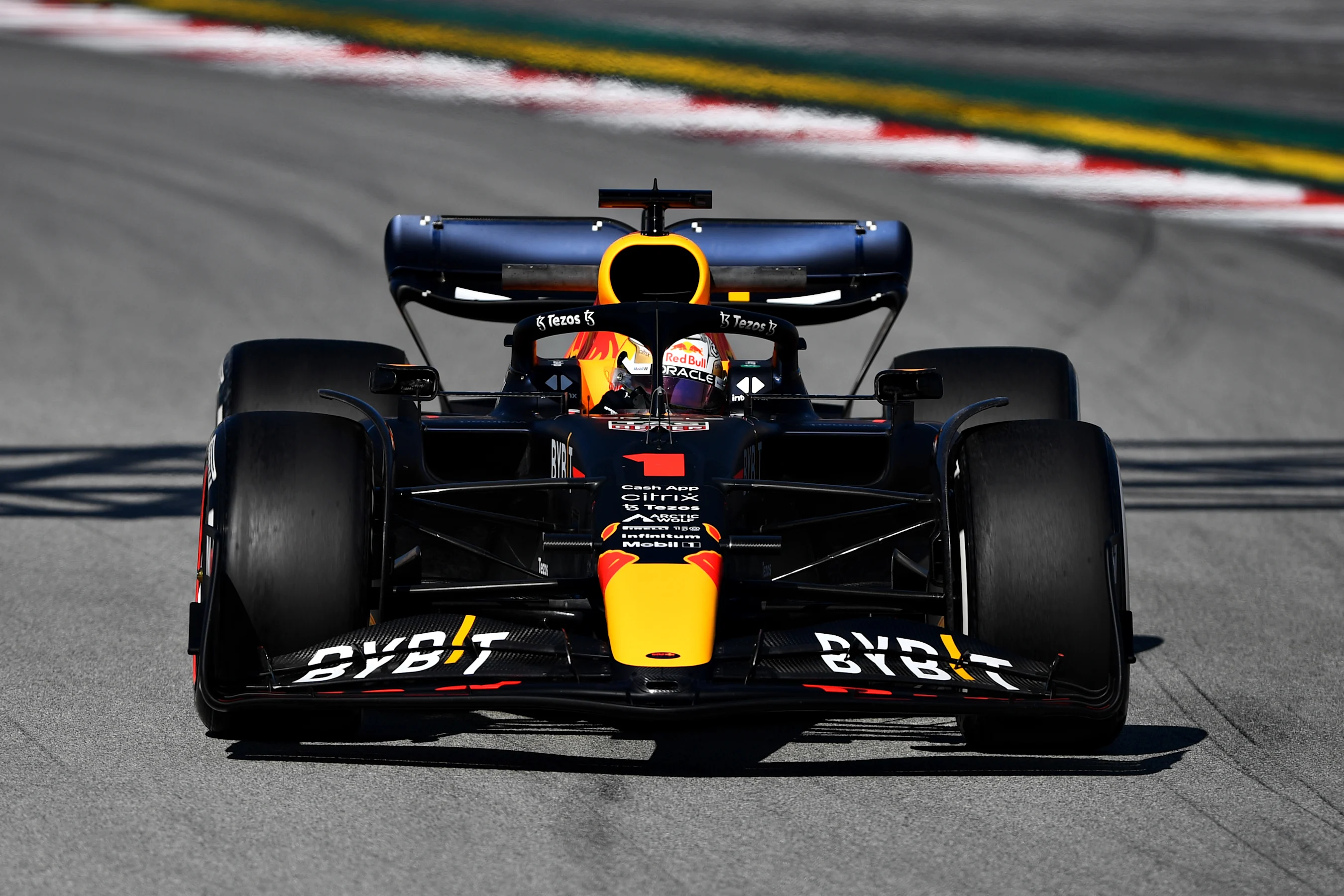 BARCELONA, SPAIN - FEBRUARY 23: Max Verstappen of the Netherlands driving the (1) Oracle Red Bull