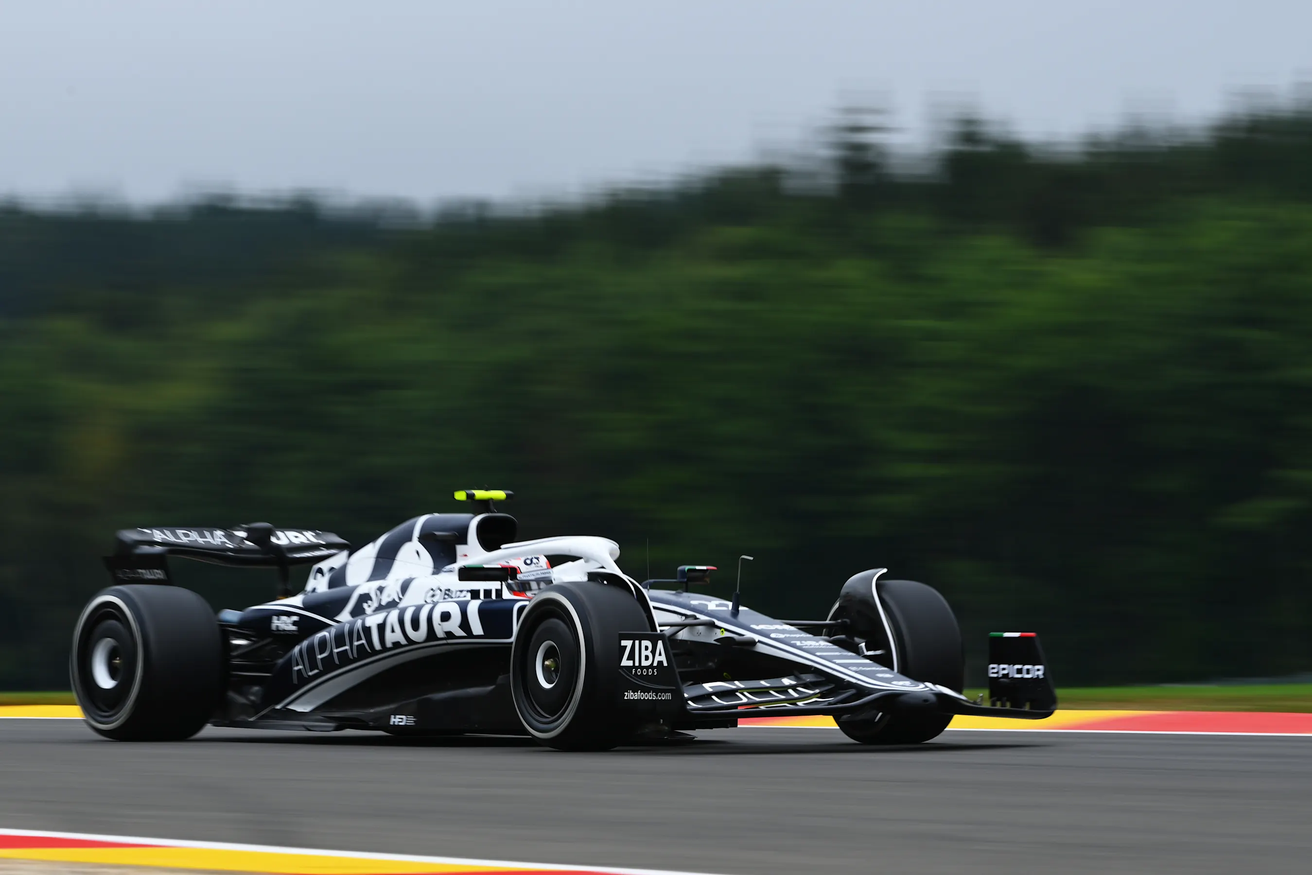 SPA, BELGIUM - AUGUST 26: Yuki Tsunoda of Japan driving the (22) Scuderia AlphaTauri AT03 on track