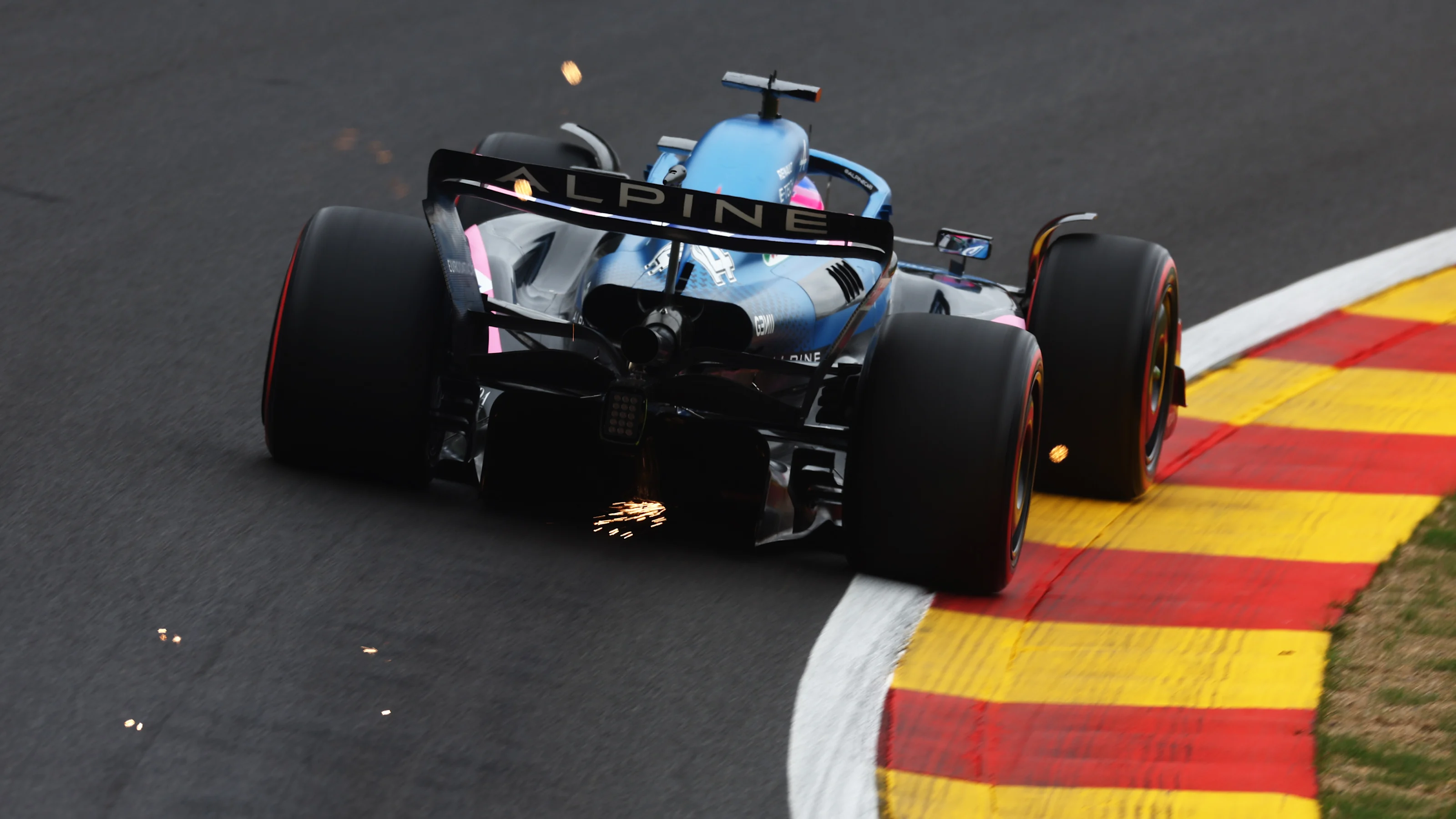 SPA, BELGIUM - AUGUST 26: Fernando Alonso of Spain driving the (14) Alpine F1 A522 Renault on track