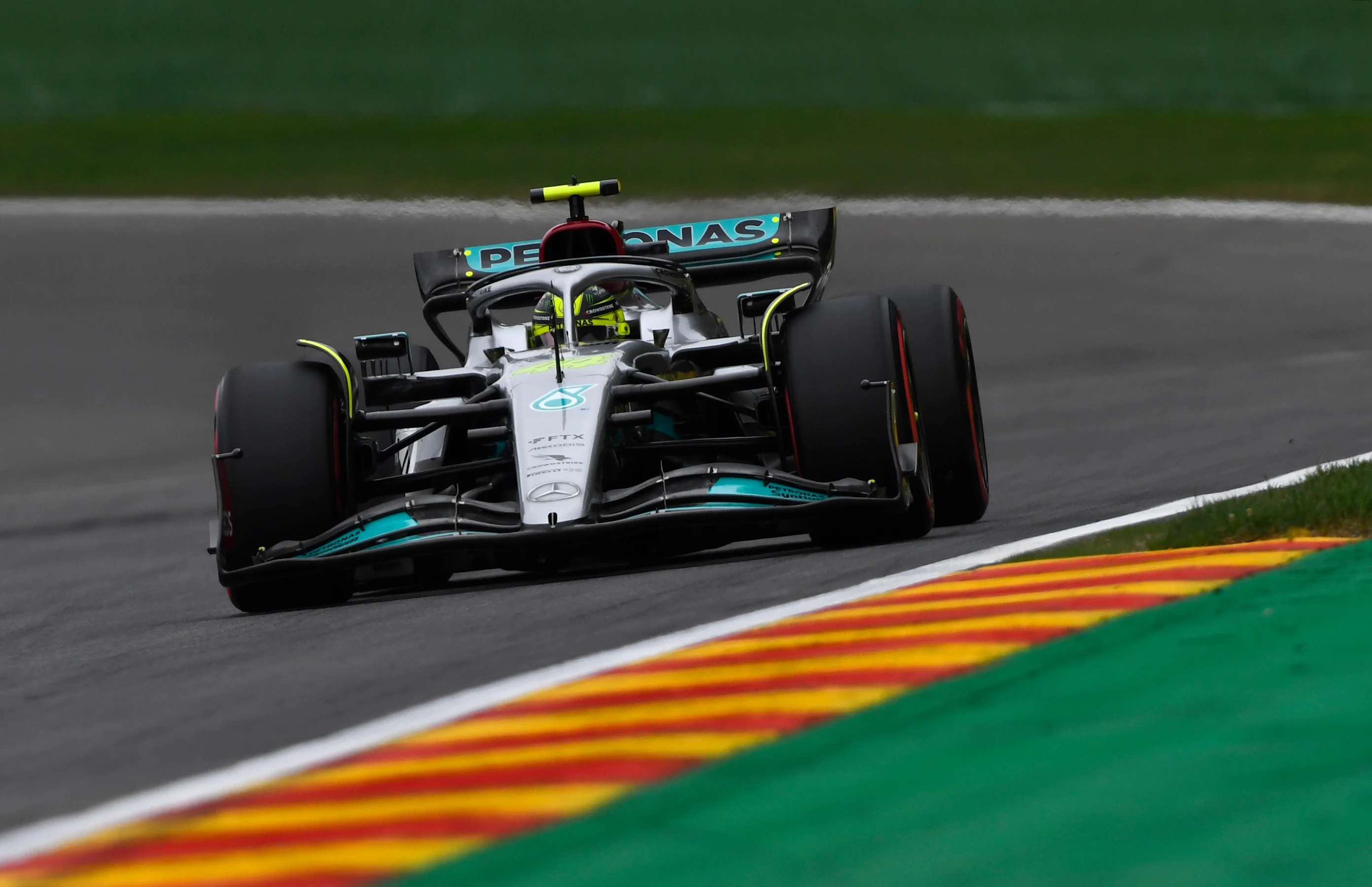 SPA, BELGIUM - AUGUST 27: Lewis Hamilton of Great Britain driving the (44) Mercedes AMG Petronas F1