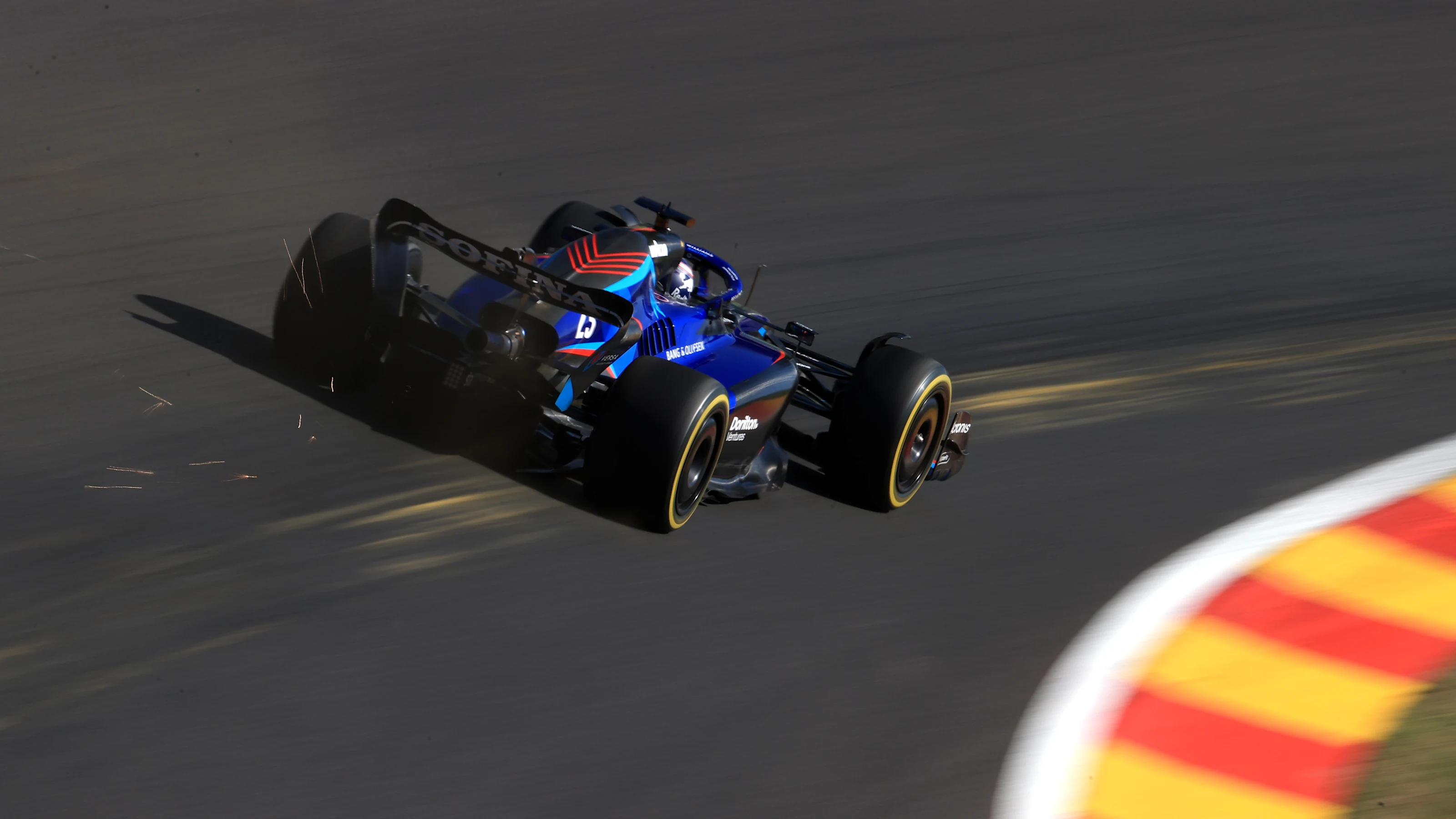 SPA, BELGIUM - AUGUST 28: Alexander Albon of Thailand driving the (23) Williams FW44 Mercedes on