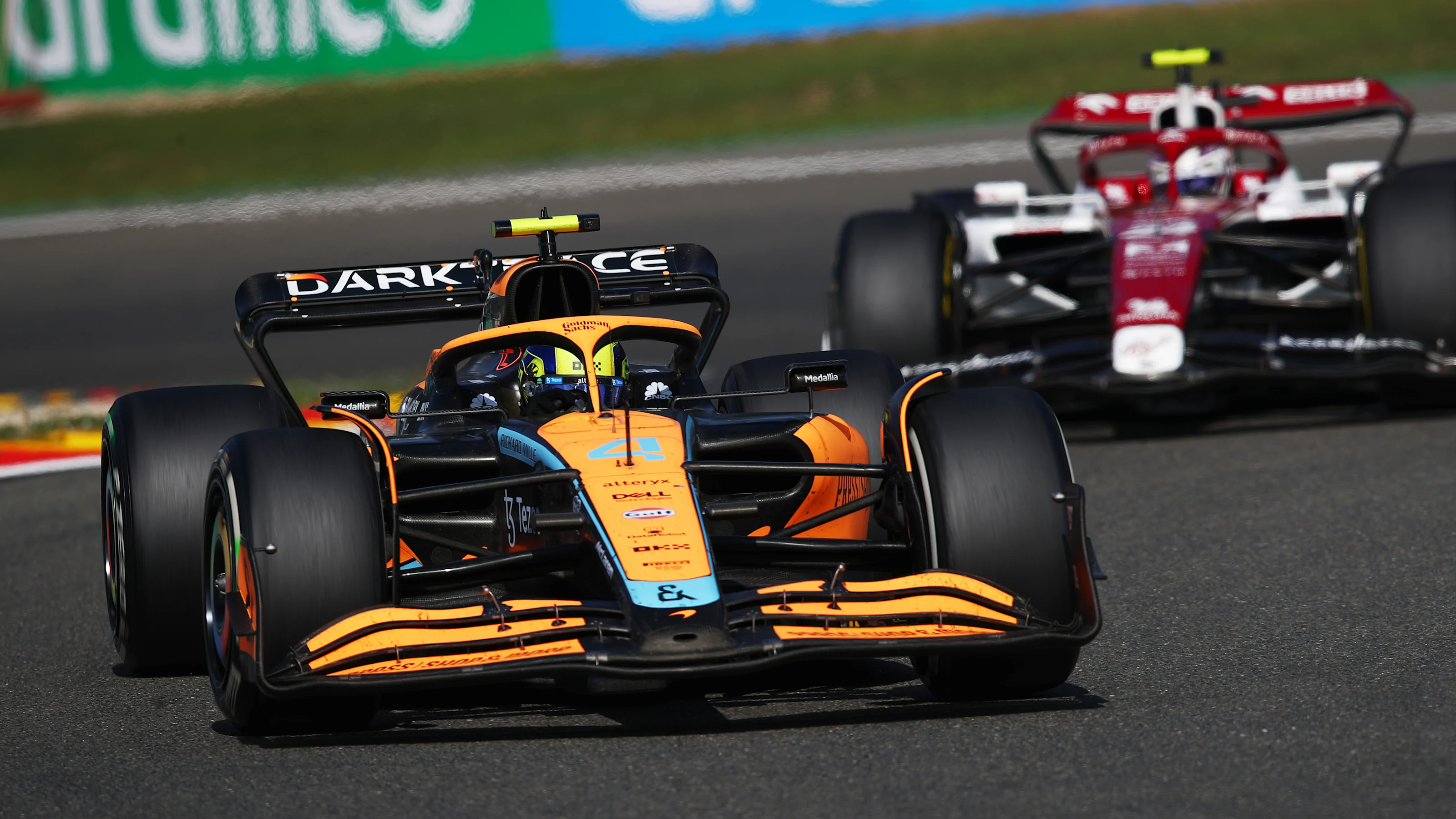 SPA, BELGIUM - AUGUST 28: Lando Norris of Great Britain driving the (4) McLaren MCL36 Mercedes