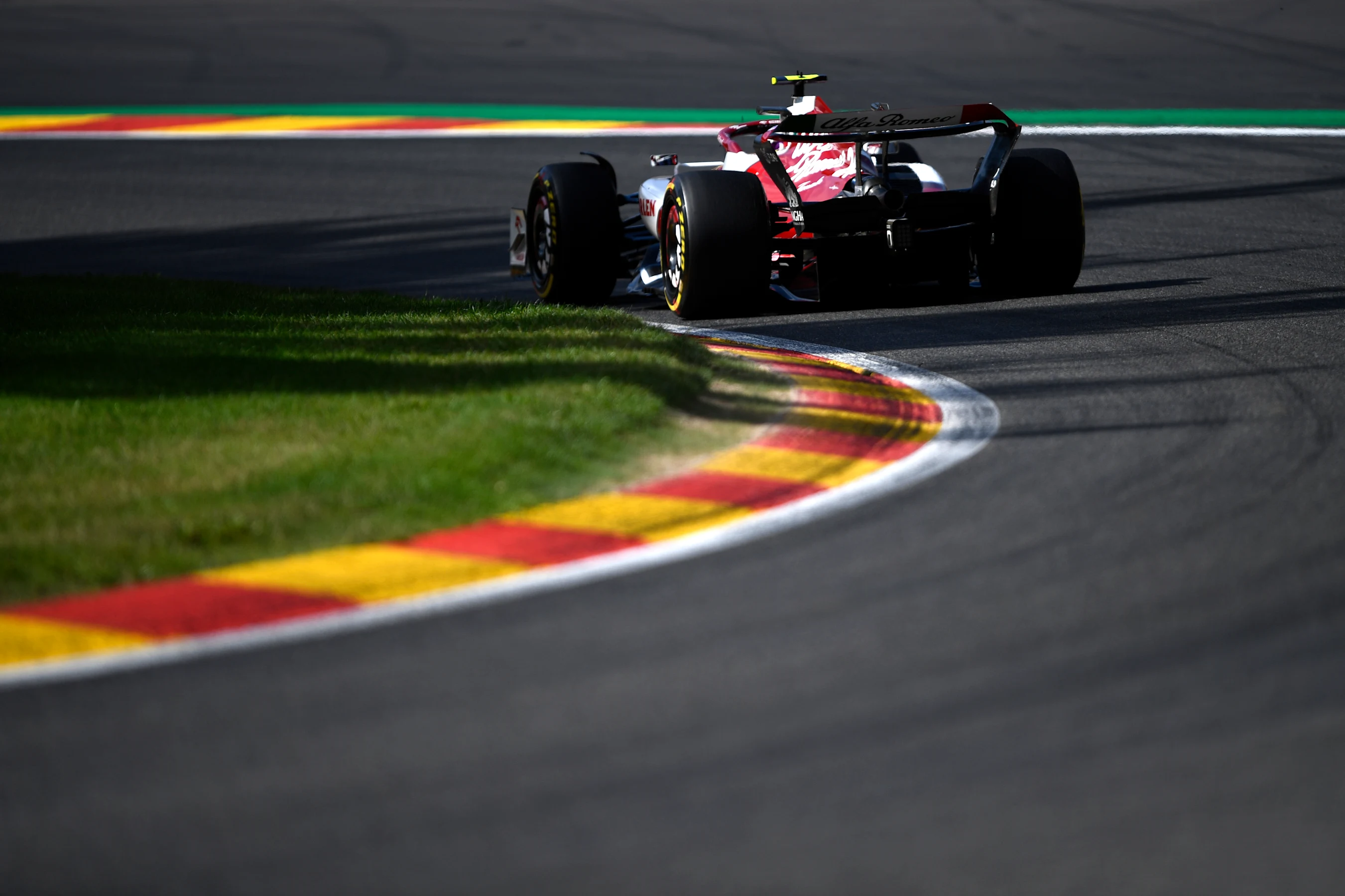 SPA, BELGIUM - AUGUST 28: Zhou Guanyu of China driving the (24) Alfa Romeo F1 C42 Ferrari on track