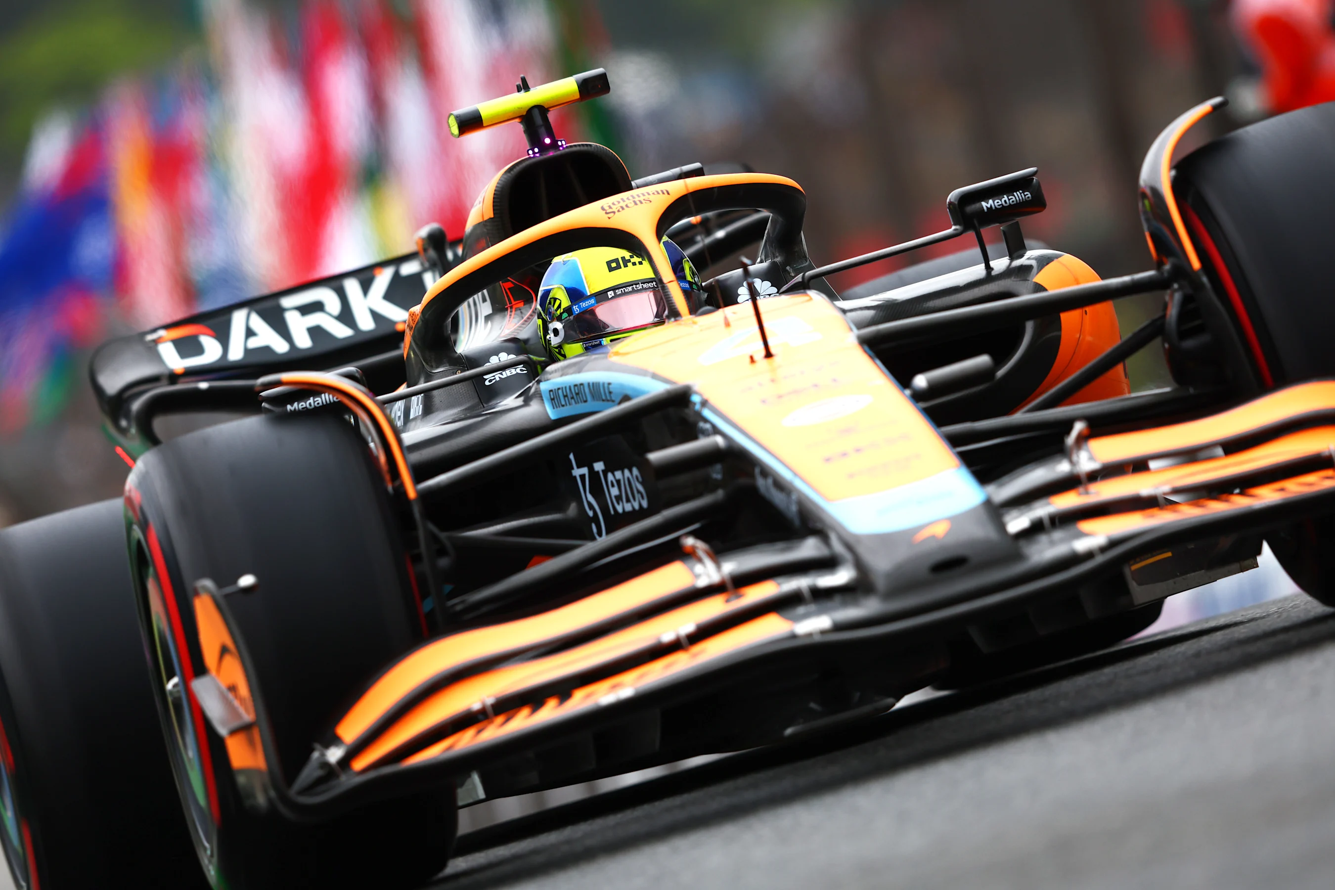 SAO PAULO, BRAZIL - NOVEMBER 11: Lando Norris of Great Britain driving the (4) McLaren MCL36