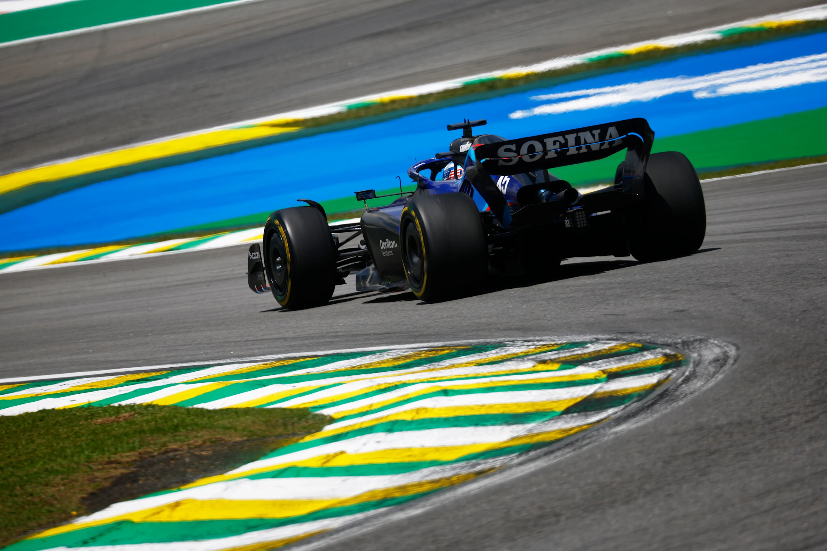 SAO PAULO, BRAZIL - NOVEMBER 12: Alexander Albon of Thailand driving the (23) Williams FW44