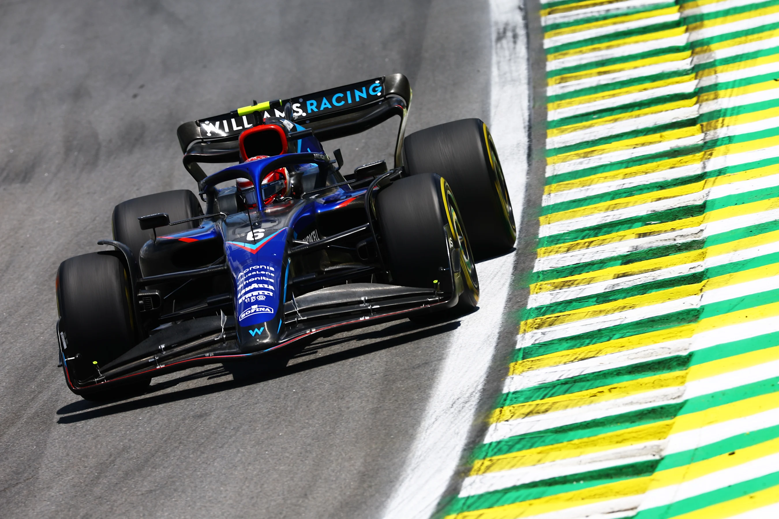SAO PAULO, BRAZIL - NOVEMBER 12: Nicholas Latifi of Canada driving the (6) Williams FW44 Mercedes