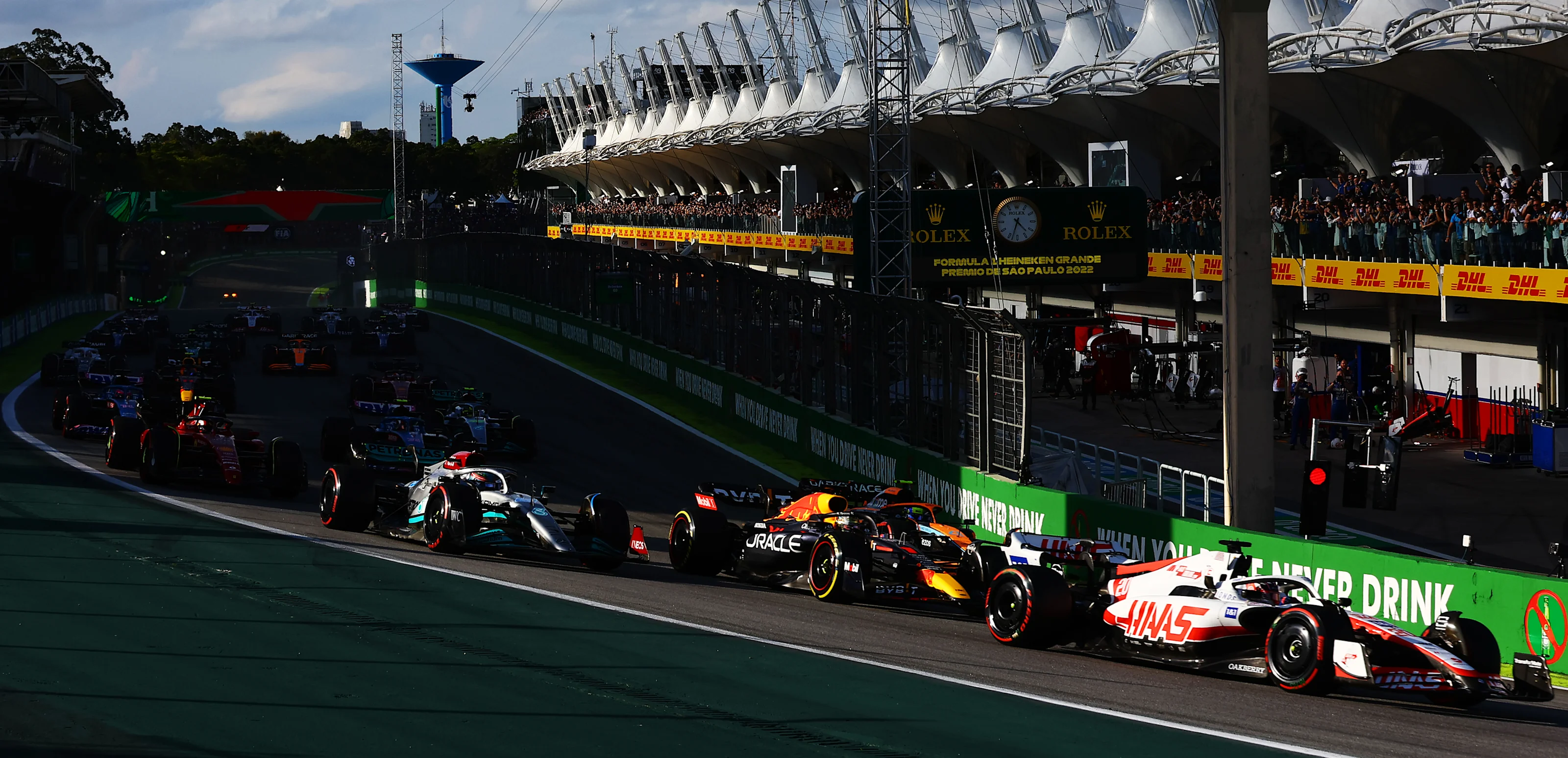 SAO PAULO, BRAZIL - NOVEMBER 12: Kevin Magnussen of Denmark driving the (20) Haas F1 VF-22 Ferrari