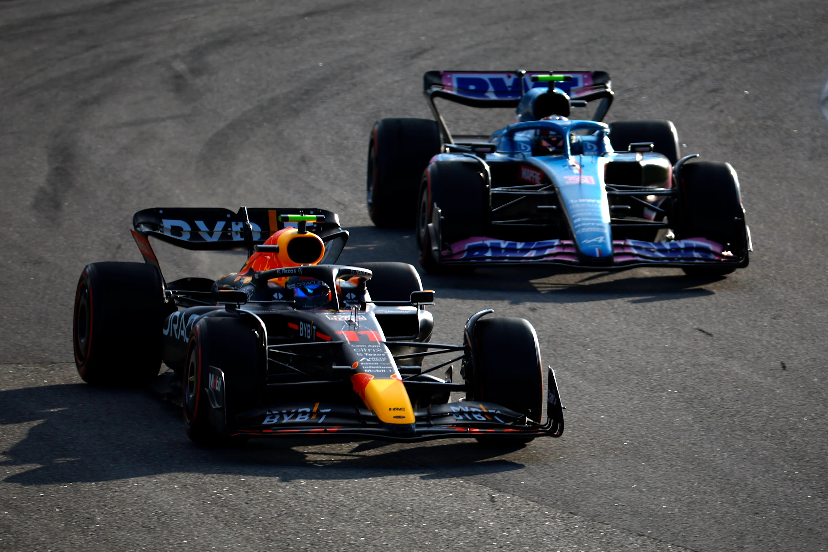 SAO PAULO, BRAZIL - NOVEMBER 12: Sergio Perez of Mexico driving the (11) Oracle Red Bull Racing