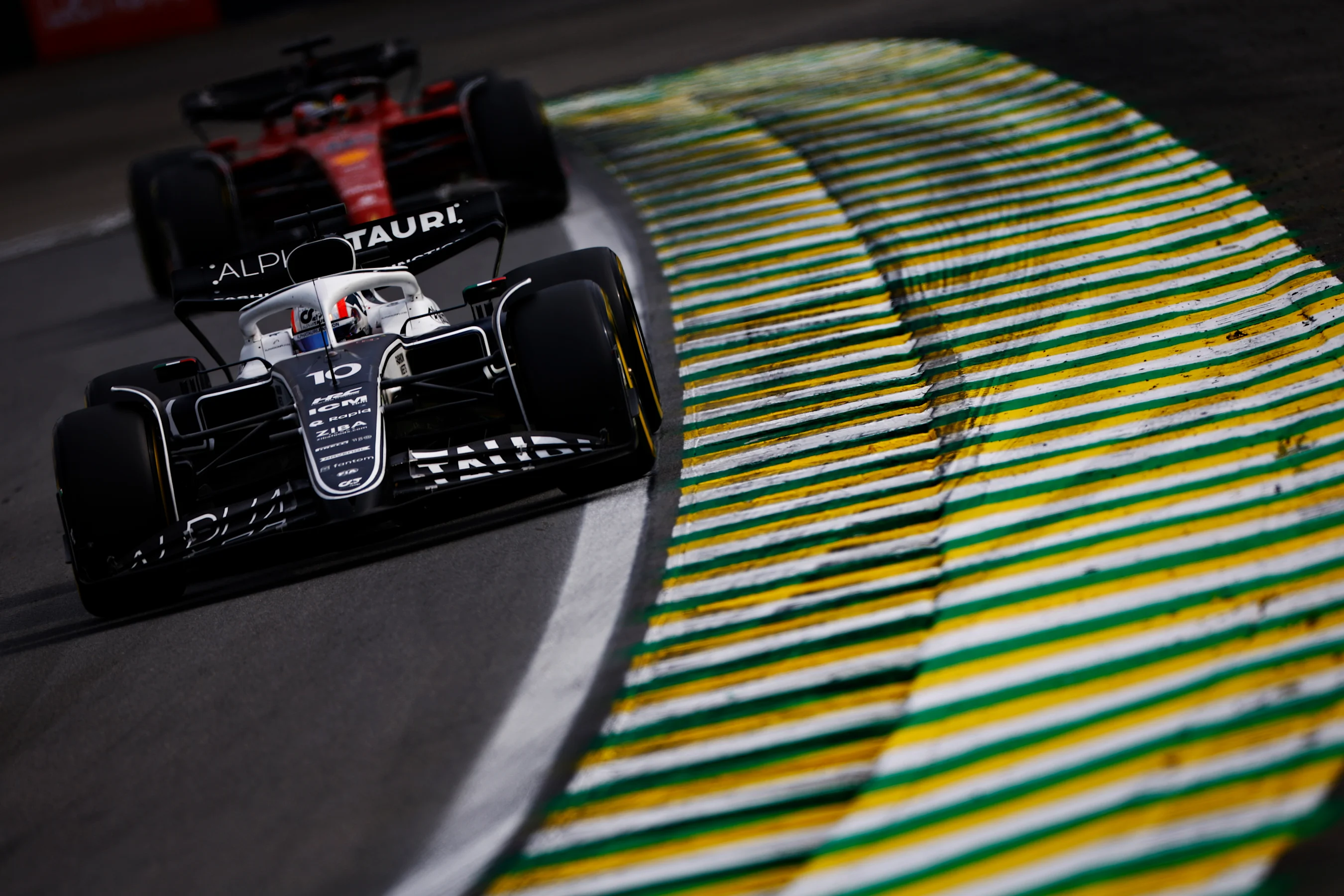 SAO PAULO, BRAZIL - NOVEMBER 13: Pierre Gasly of France driving the (10) Scuderia AlphaTauri AT03