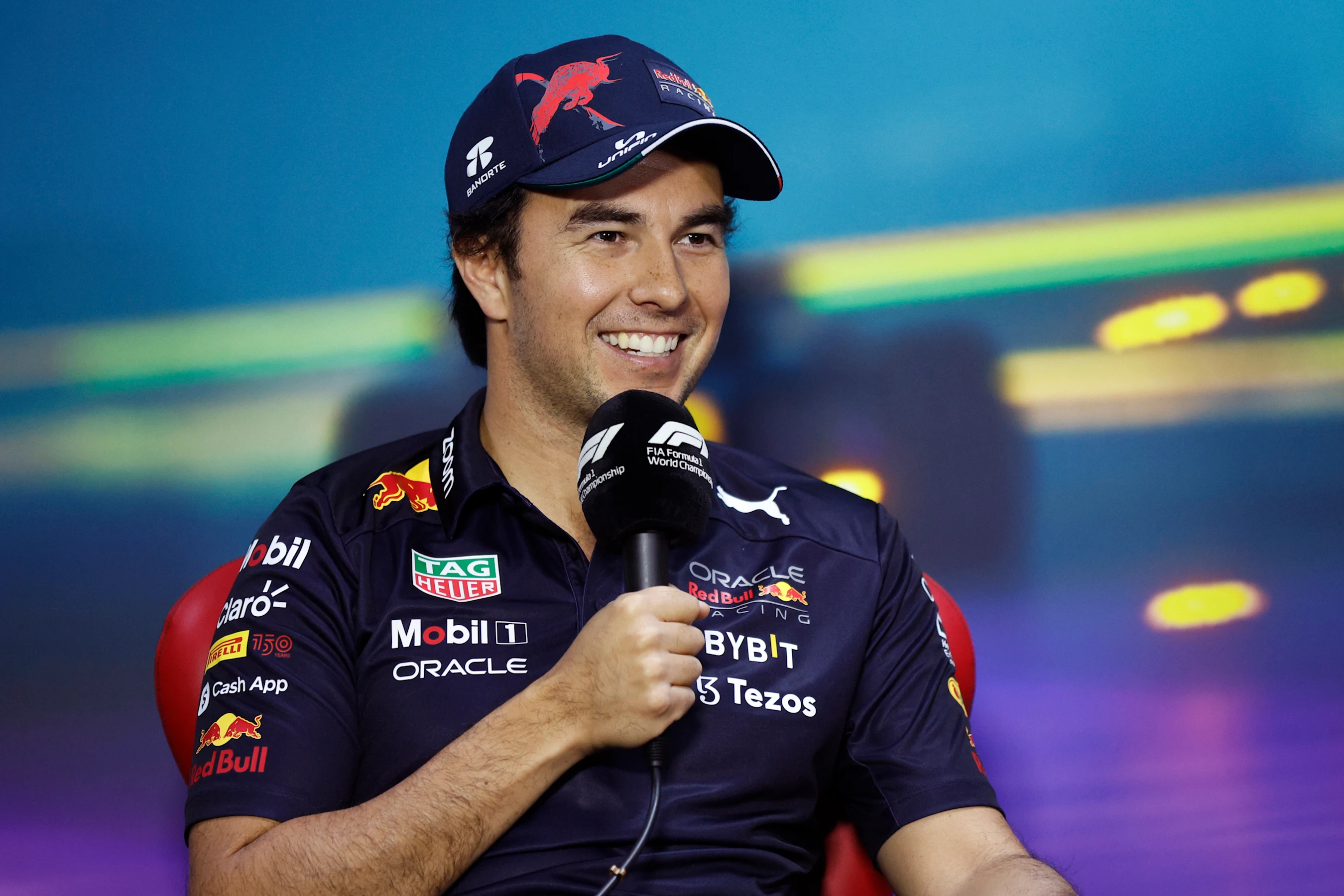 SAO PAULO, BRAZIL - NOVEMBER 10: Sergio Perez of Mexico and Oracle Red Bull Racing attends the