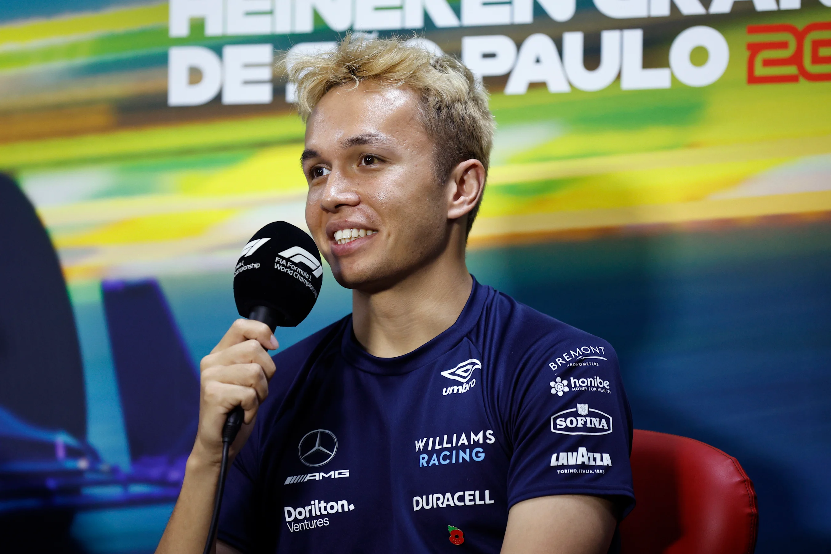 SAO PAULO, BRAZIL - NOVEMBER 10: Alexander Albon of Thailand and Williams attends the Drivers Press