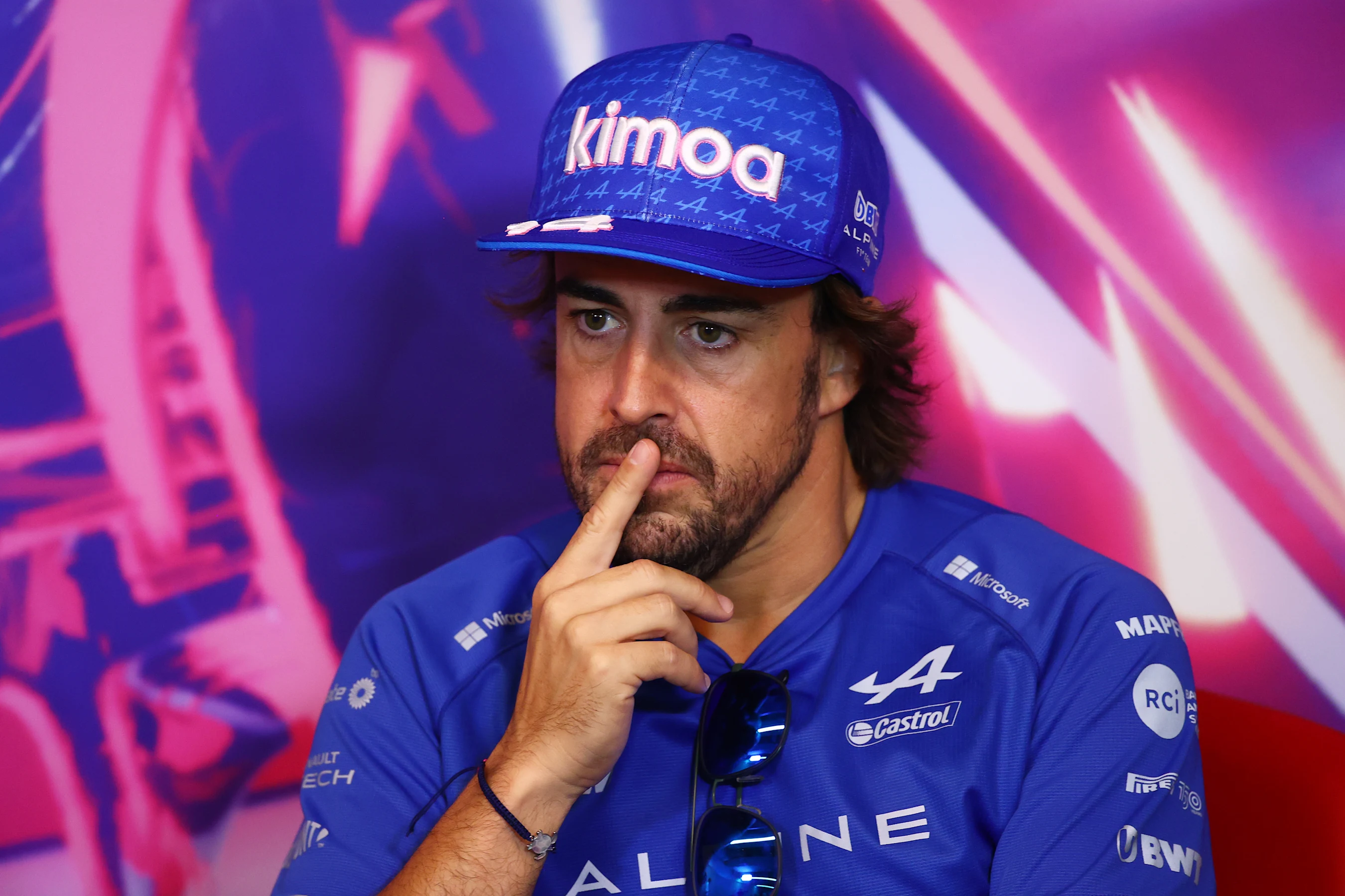 MONTREAL, QUEBEC - JUNE 17: Fernando Alonso of Spain and Alpine F1 looks on in the Drivers Press
