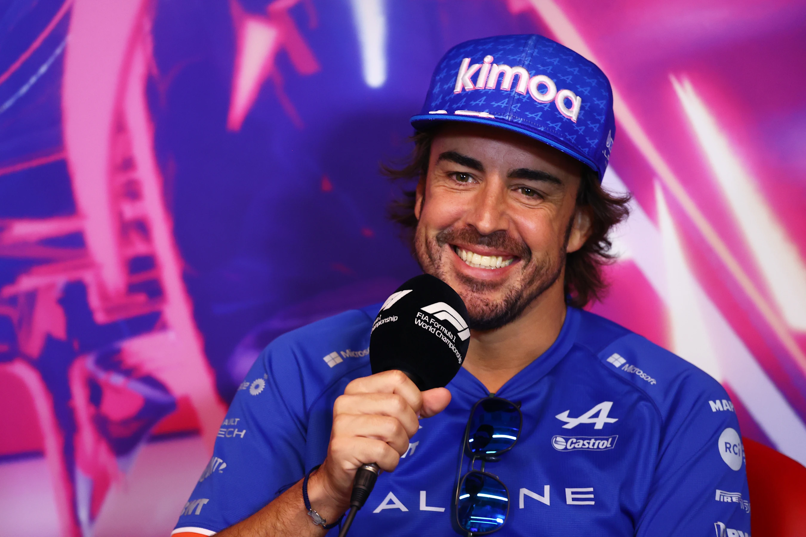MONTREAL, QUEBEC - JUNE 17: Fernando Alonso of Spain and Alpine F1 talks in the Drivers Press