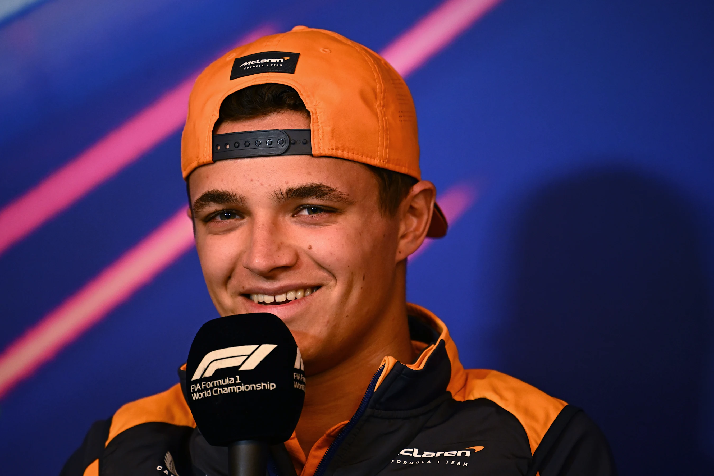MONTREAL, QUEBEC - JUNE 17: Lando Norris of Great Britain and McLaren talks in the Drivers Press