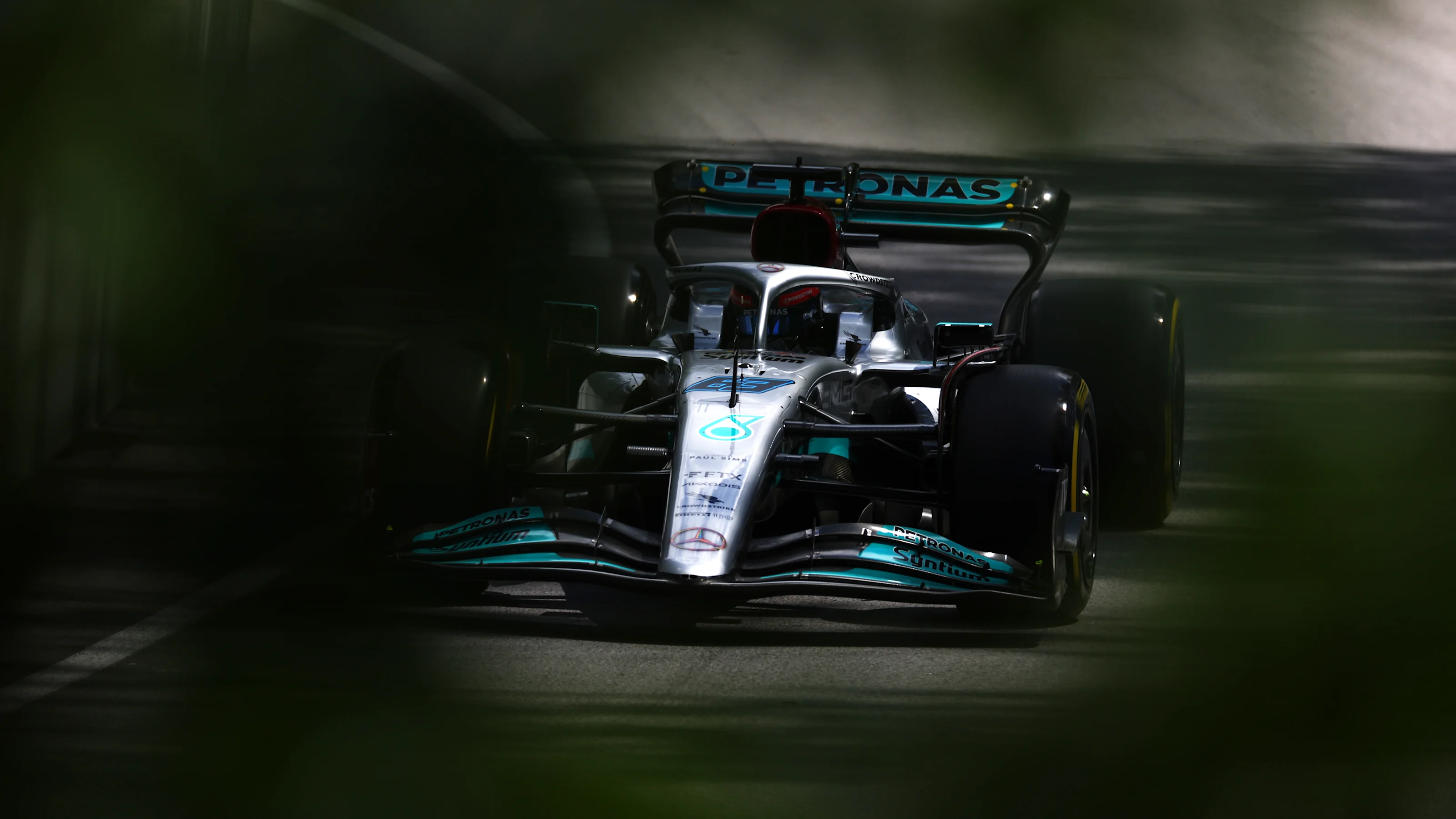 MONTREAL, QUEBEC - JUNE 17: George Russell of Great Britain driving the (63) Mercedes AMG Petronas
