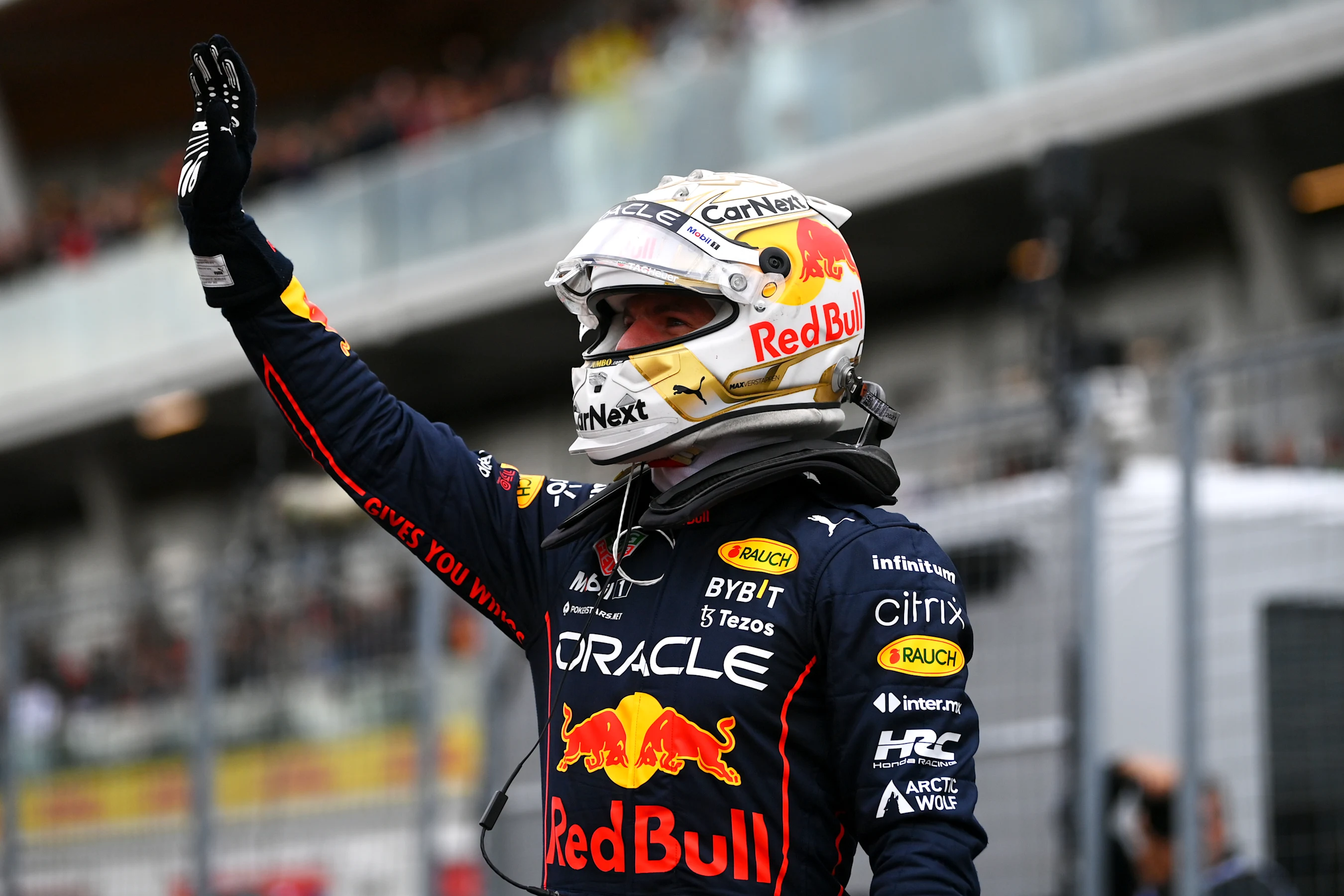 MONTREAL, QUEBEC - JUNE 18: Pole position qualifier Max Verstappen of the Netherlands and Oracle