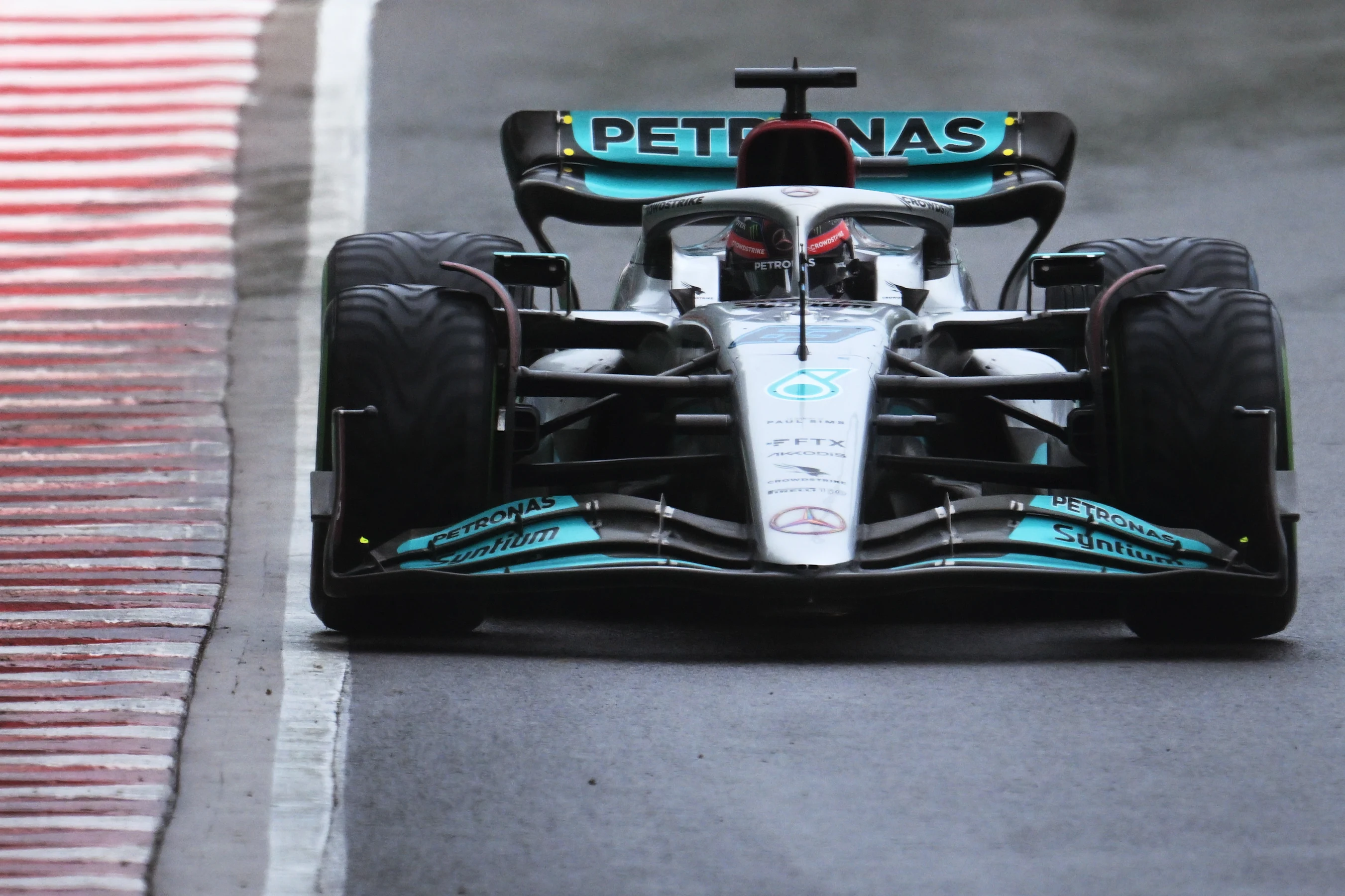 MONTREAL, QUEBEC - JUNE 18: George Russell of Great Britain driving the (63) Mercedes AMG Petronas