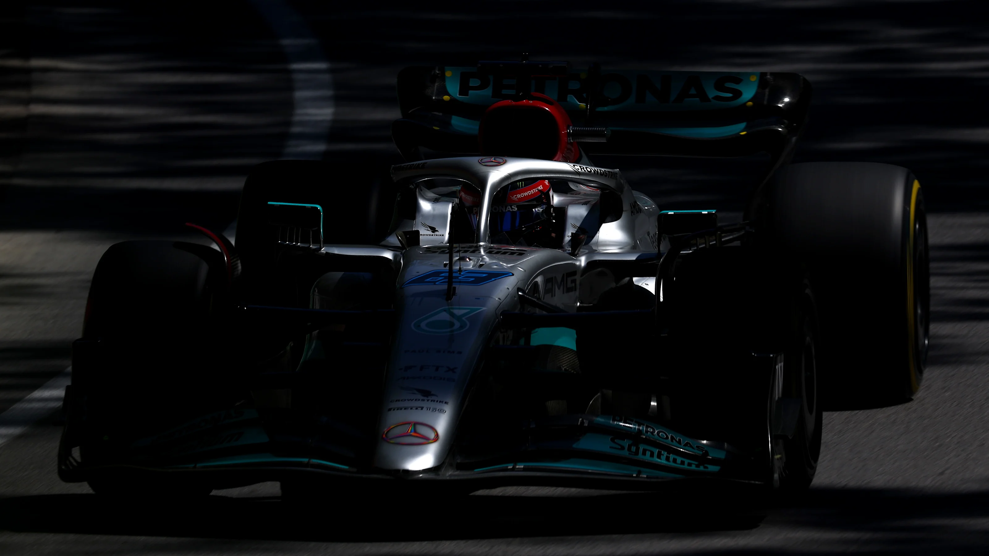 MONTREAL, QUEBEC - JUNE 19: George Russell of Great Britain driving the (63) Mercedes AMG Petronas