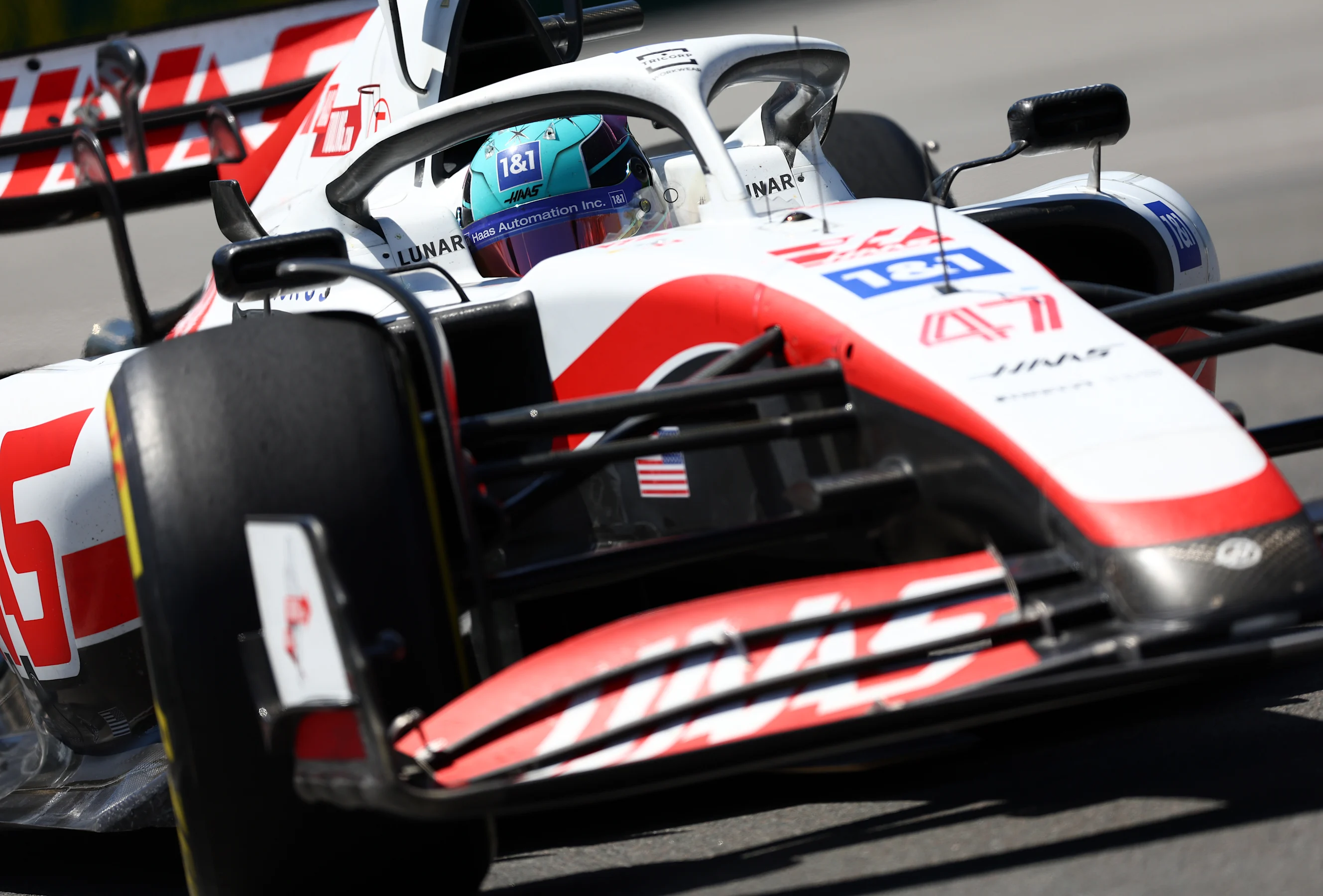 MONTREAL, QUEBEC - JUNE 19: Mick Schumacher of Germany driving the (47) Haas F1 VF-22 Ferrari on