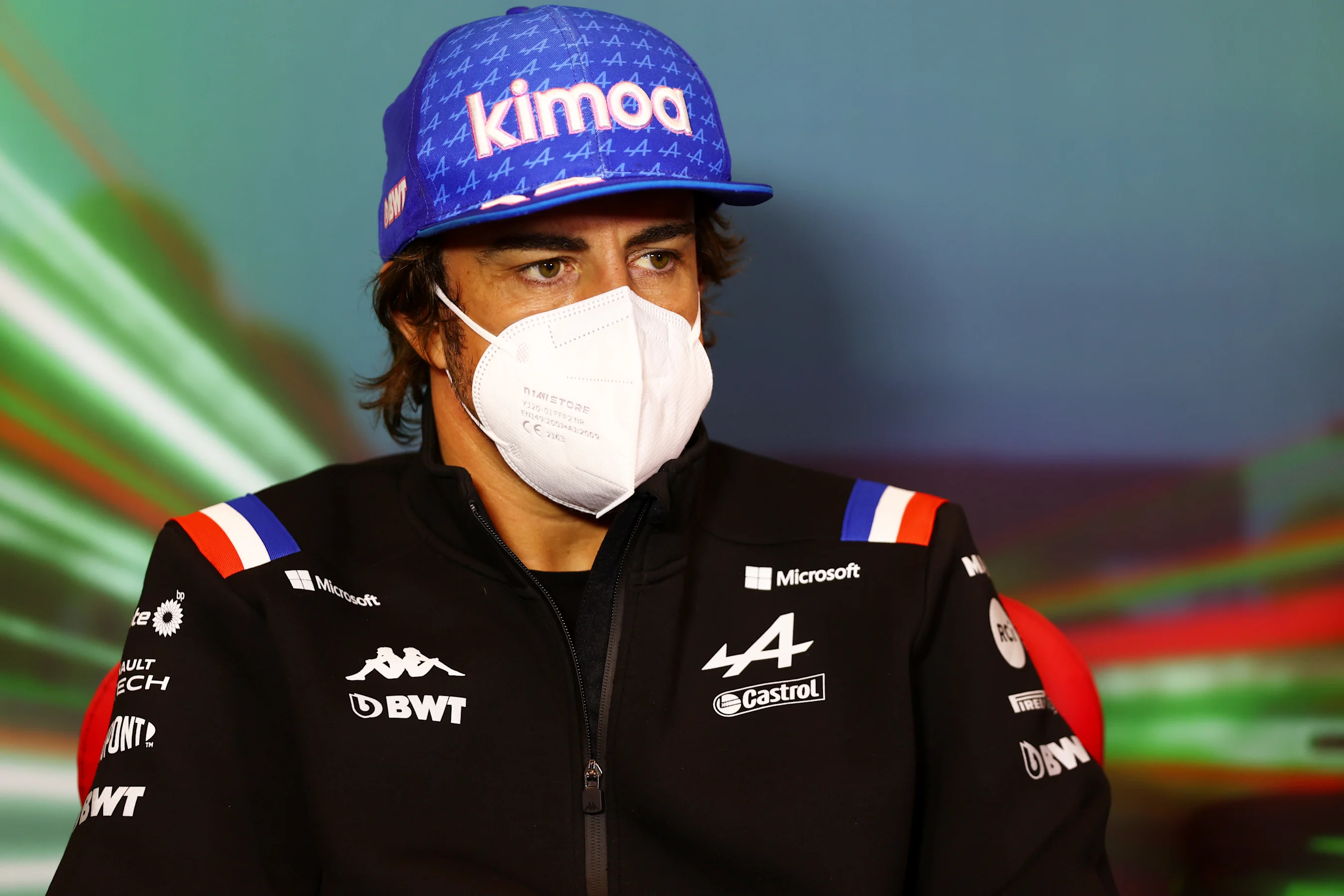 IMOLA, ITALY - APRIL 22: Fernando Alonso of Spain and Alpine F1 talks in the Drivers Press
