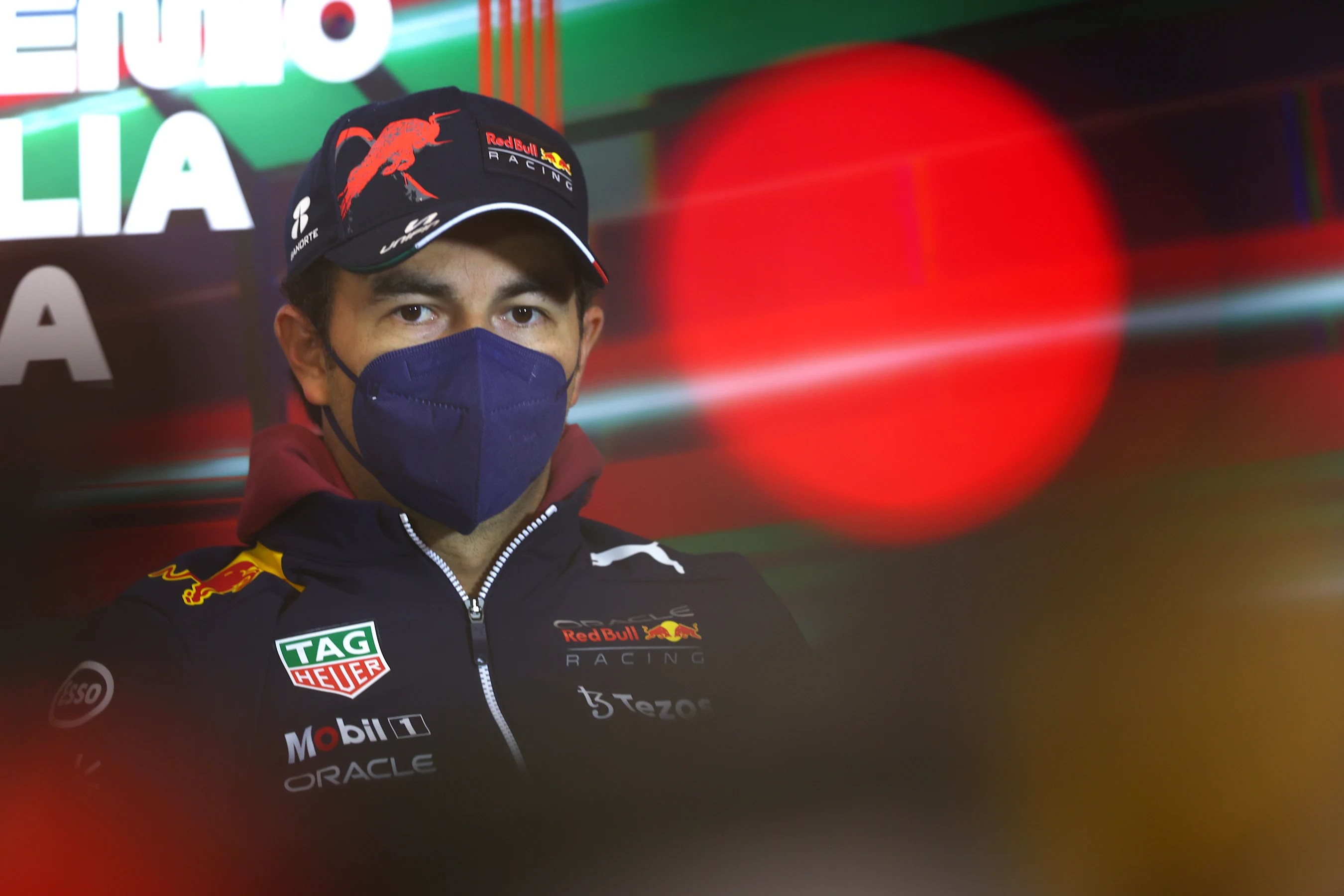 IMOLA, ITALY - APRIL 22: Sergio Perez of Mexico and Oracle Red Bull Racing looks on in the Drivers