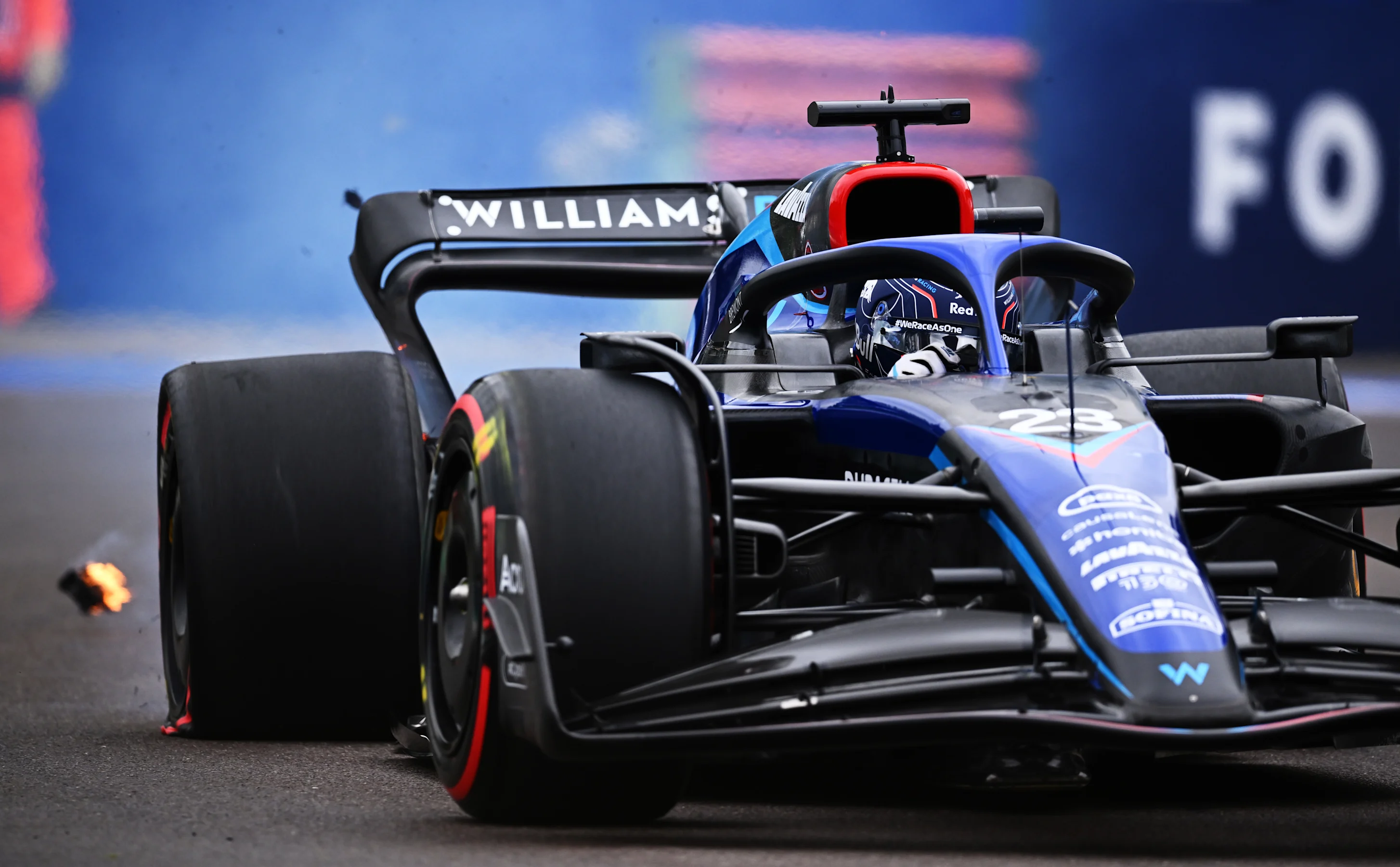 IMOLA, ITALY - APRIL 22: The brakes of Alexander Albon of Thailand driving the (23) Williams FW44