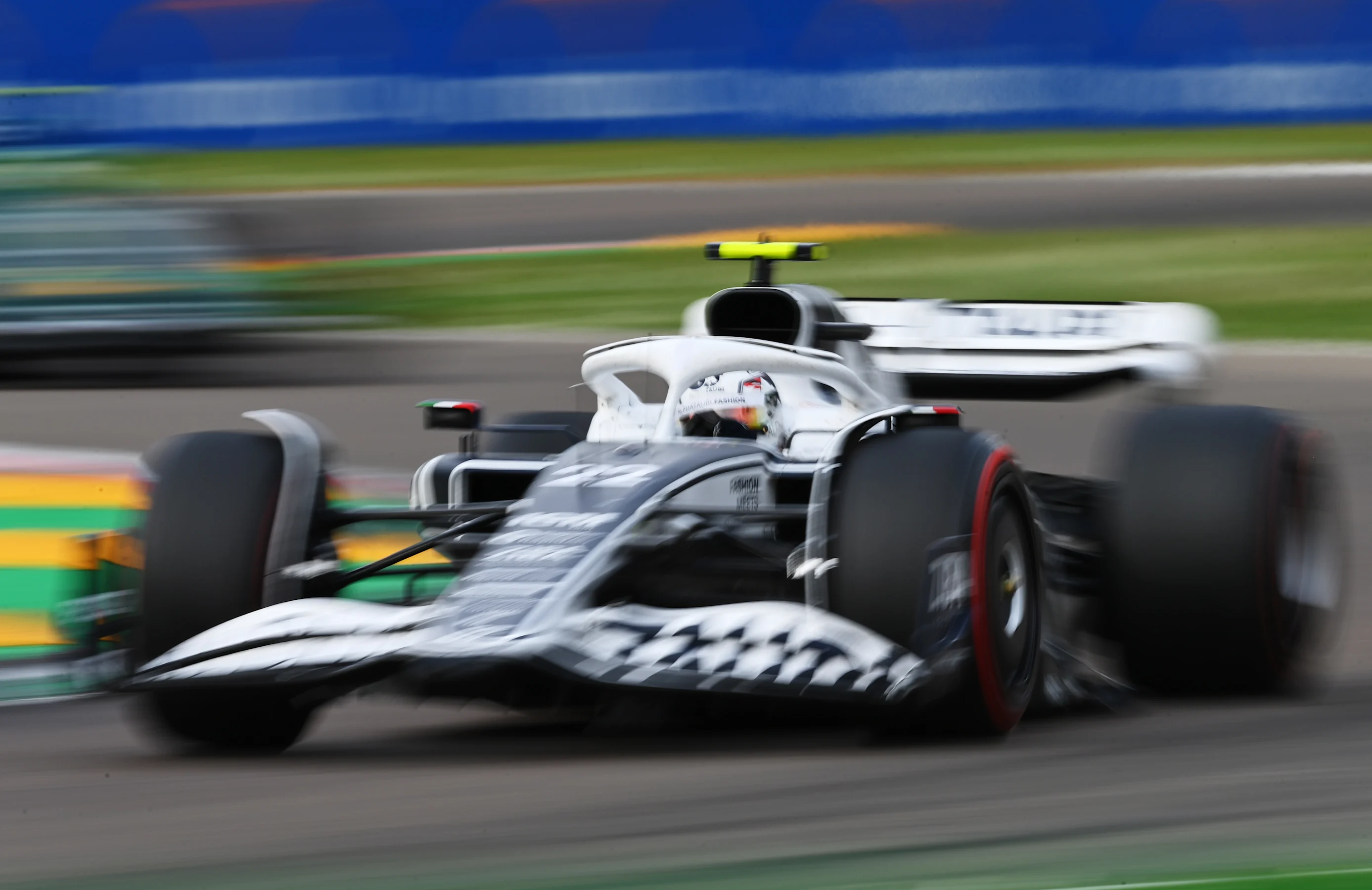 IMOLA, ITALY - APRIL 23: Yuki Tsunoda of Japan driving the (22) Scuderia AlphaTauri AT03 on track