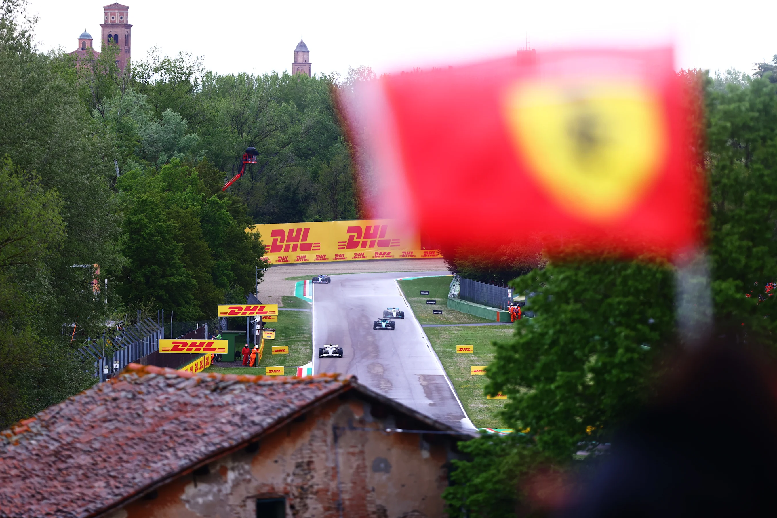 IMOLA, ITALY - APRIL 24: Yuki Tsunoda of Japan driving the (22) Scuderia AlphaTauri AT03 leads