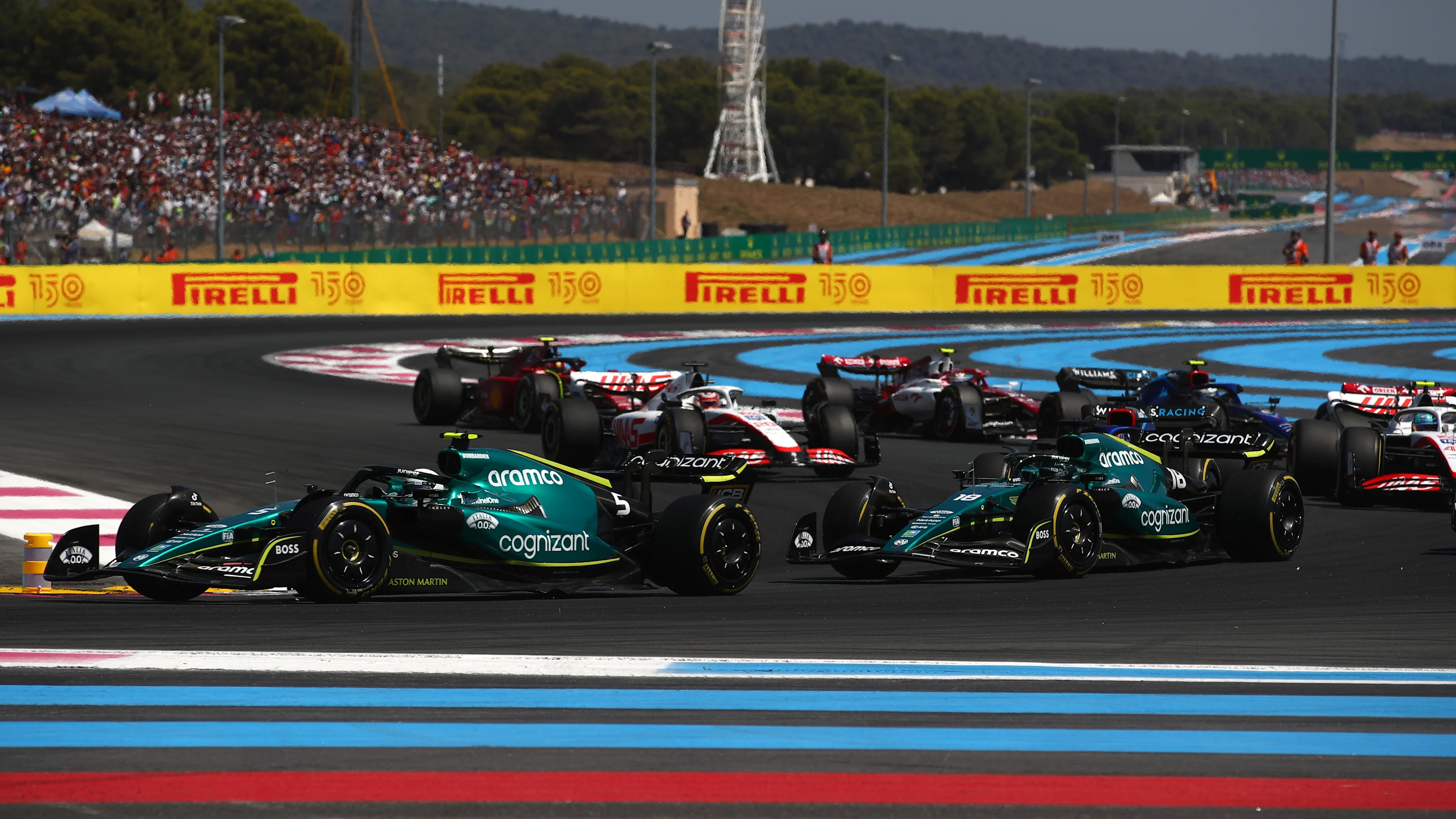 LE CASTELLET, FRANCE - JULY 24: Sebastian Vettel of Germany driving the (5) Aston Martin AMR22
