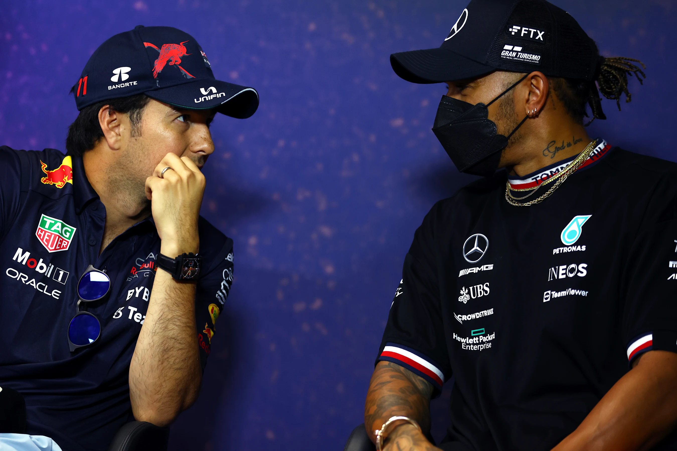 LE CASTELLET, FRANCE - JULY 21: Sergio Perez of Mexico and Oracle Red Bull Racing and Lewis
