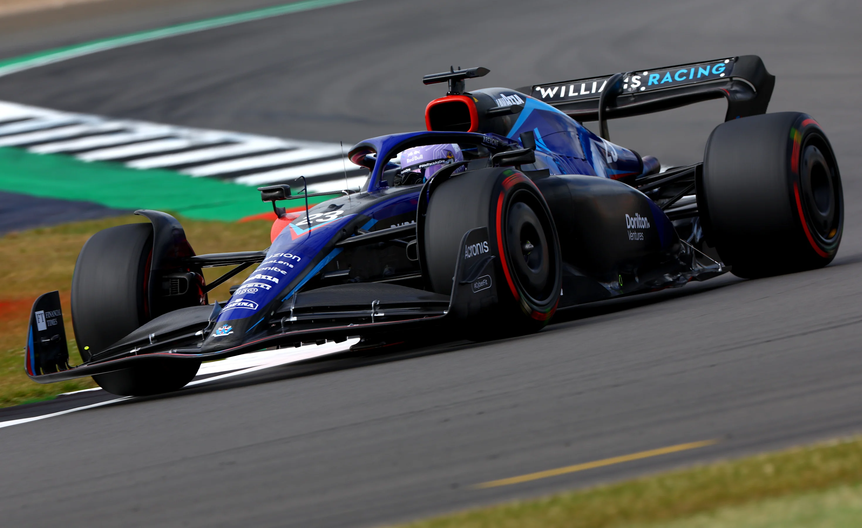 NORTHAMPTON, ENGLAND - JULY 01: Alexander Albon of Thailand driving the (23) Williams FW44 Mercedes