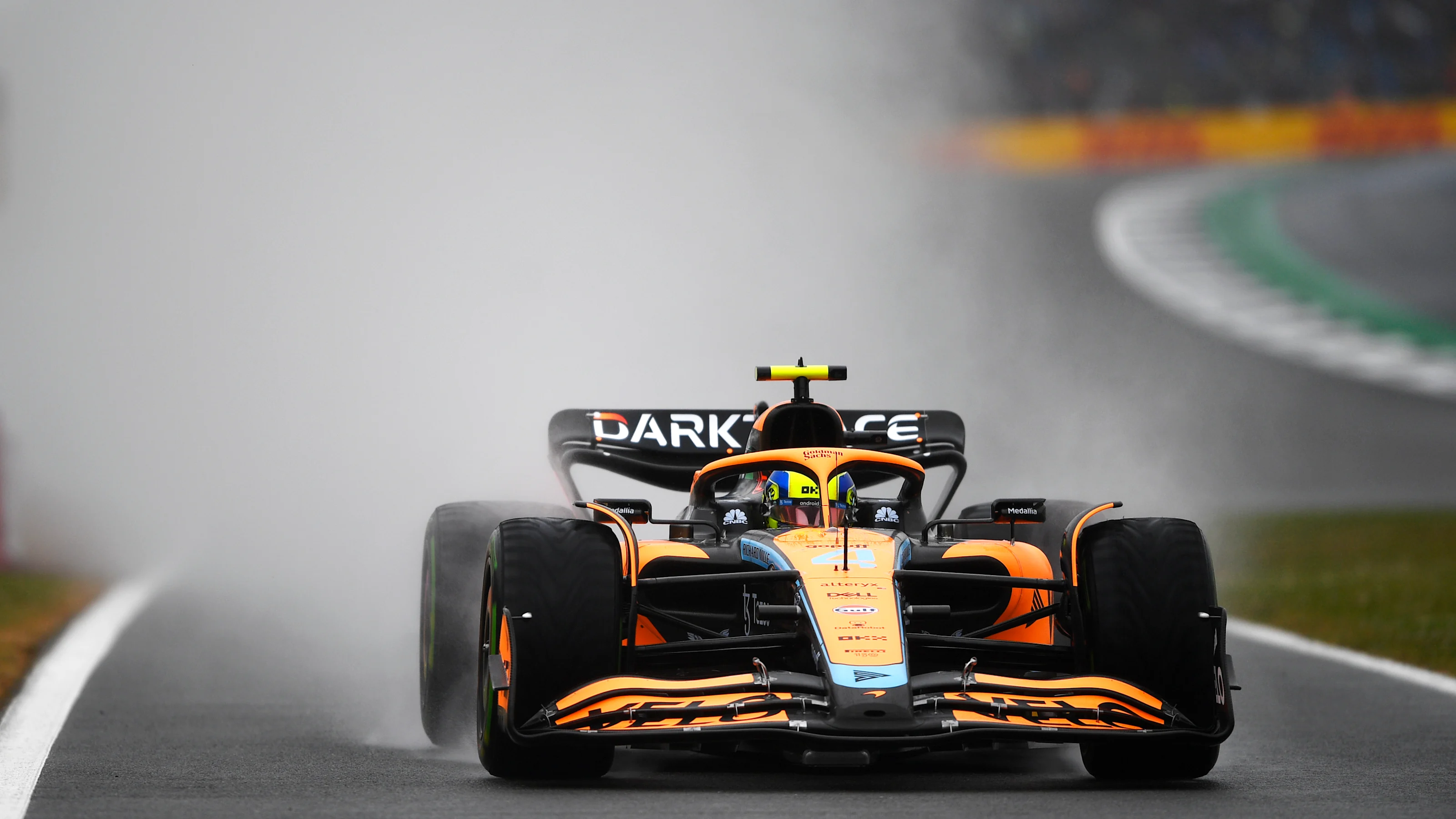 NORTHAMPTON, ENGLAND - JULY 02: Lando Norris of Great Britain driving the (4) McLaren MCL36