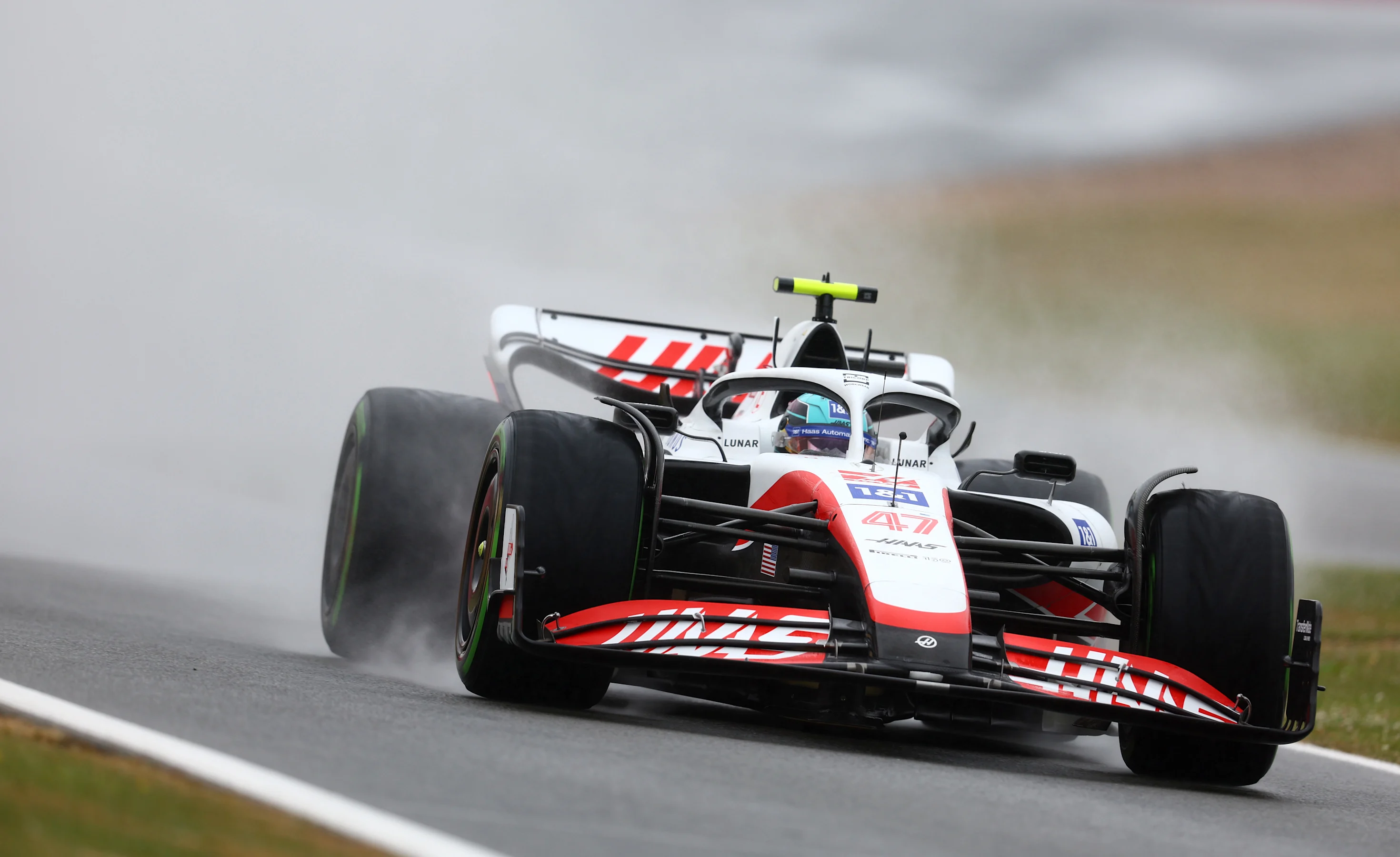 NORTHAMPTON, ENGLAND - JULY 02: Mick Schumacher of Germany driving the (47) Haas F1 VF-22 Ferrari