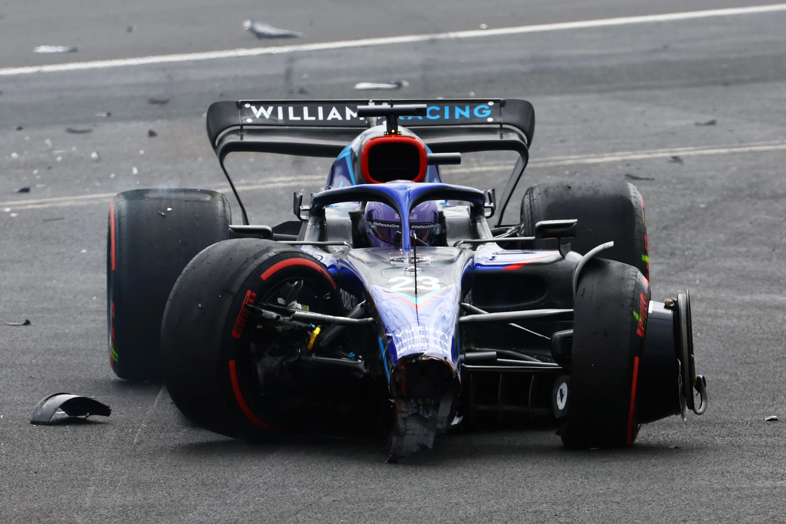 NORTHAMPTON, ENGLAND - JULY 03:  Alexander Albon of Thailand driving the (23) Williams FW44