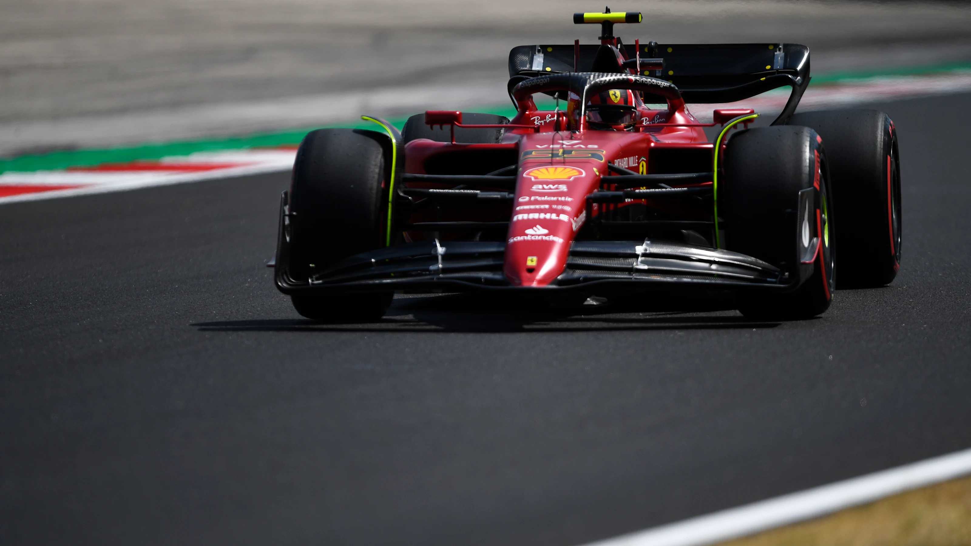 BUDAPEST, HUNGARY - JULY 29: Carlos Sainz of Spain driving (55) the Ferrari F1-75 on track during