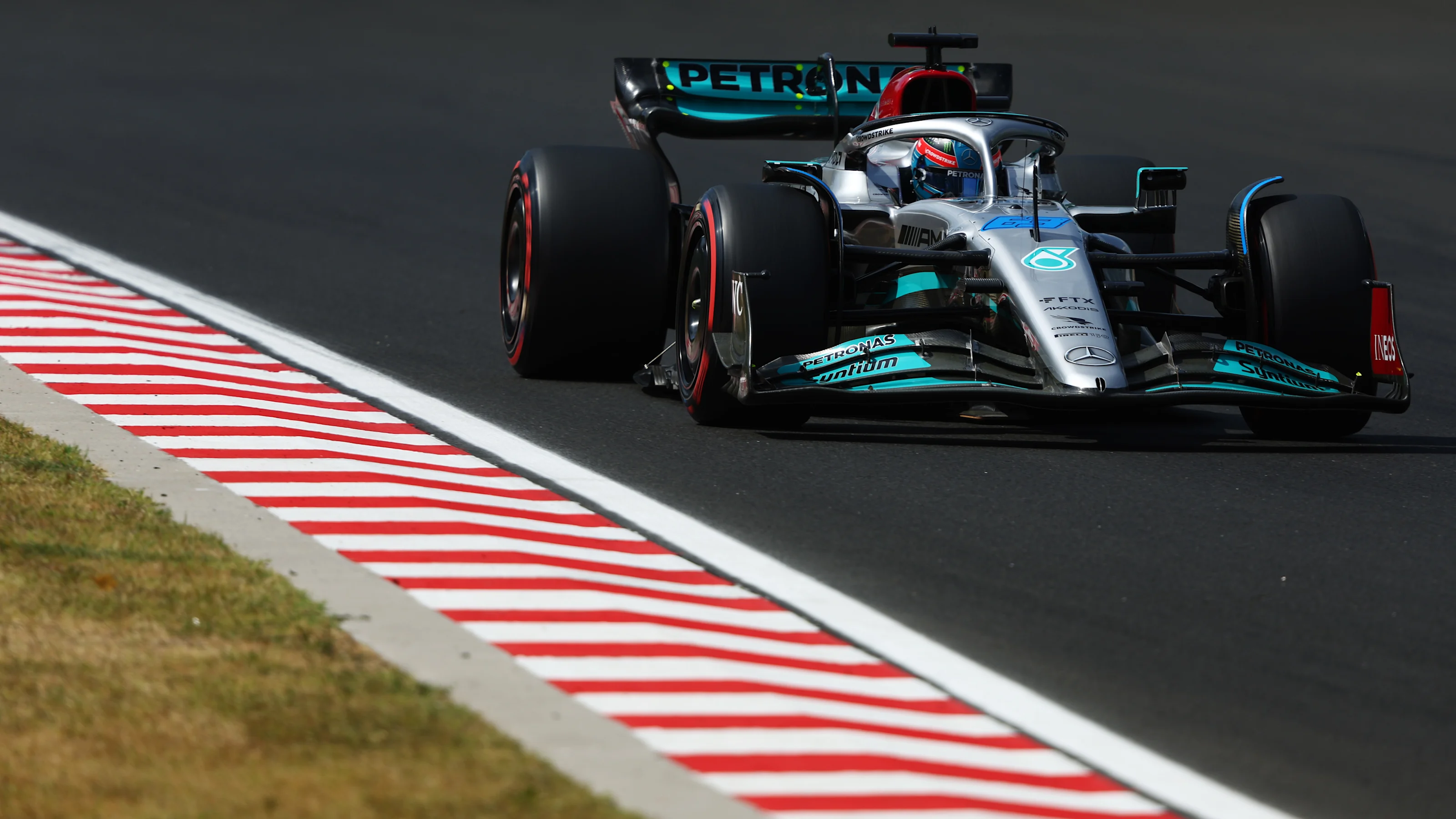 BUDAPEST, HUNGARY - JULY 29: George Russell of Great Britain driving the (63) Mercedes AMG Petronas