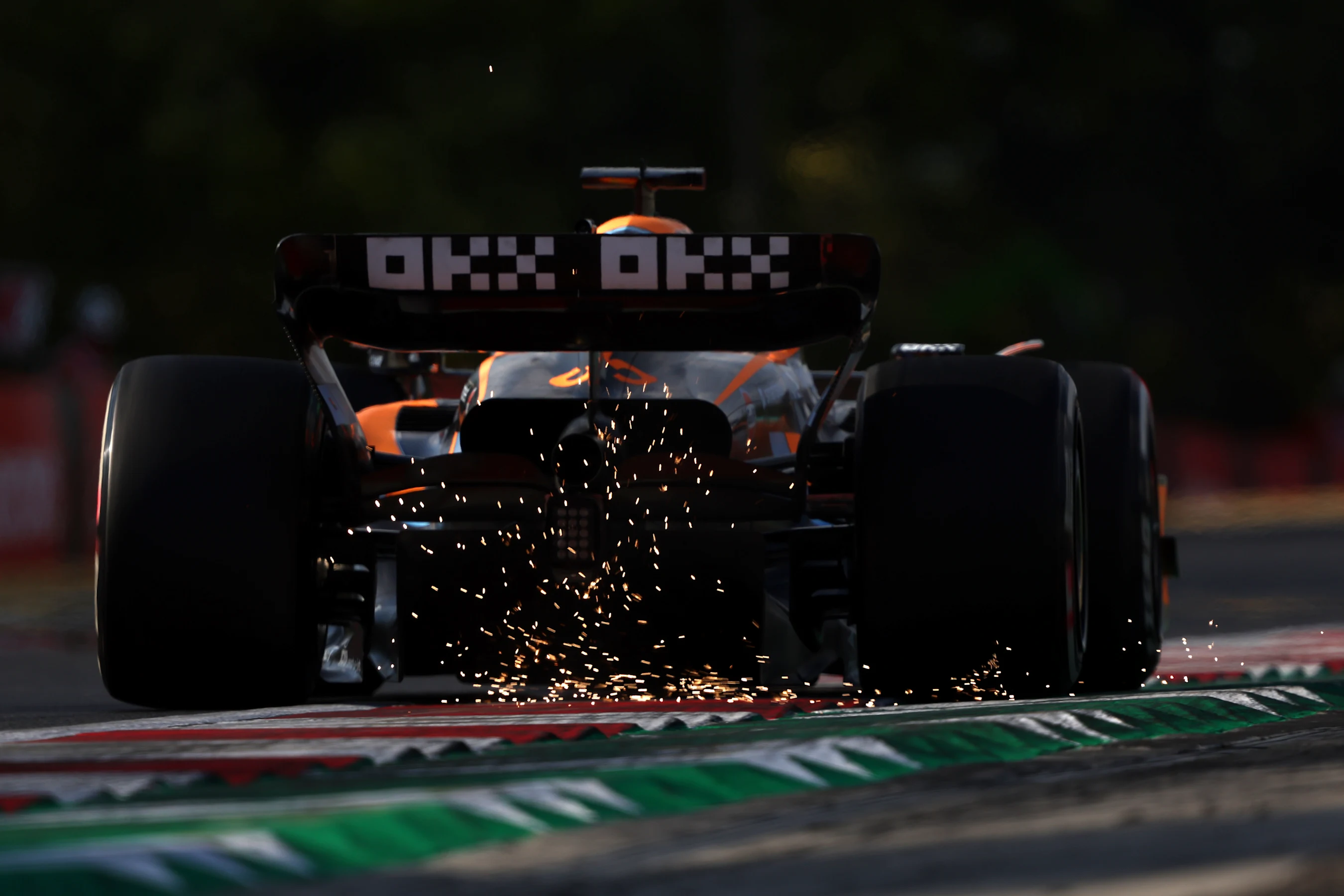 BUDAPEST, HUNGARY - JULY 29: Sparks fly behind Daniel Ricciardo of Australia driving the (3)